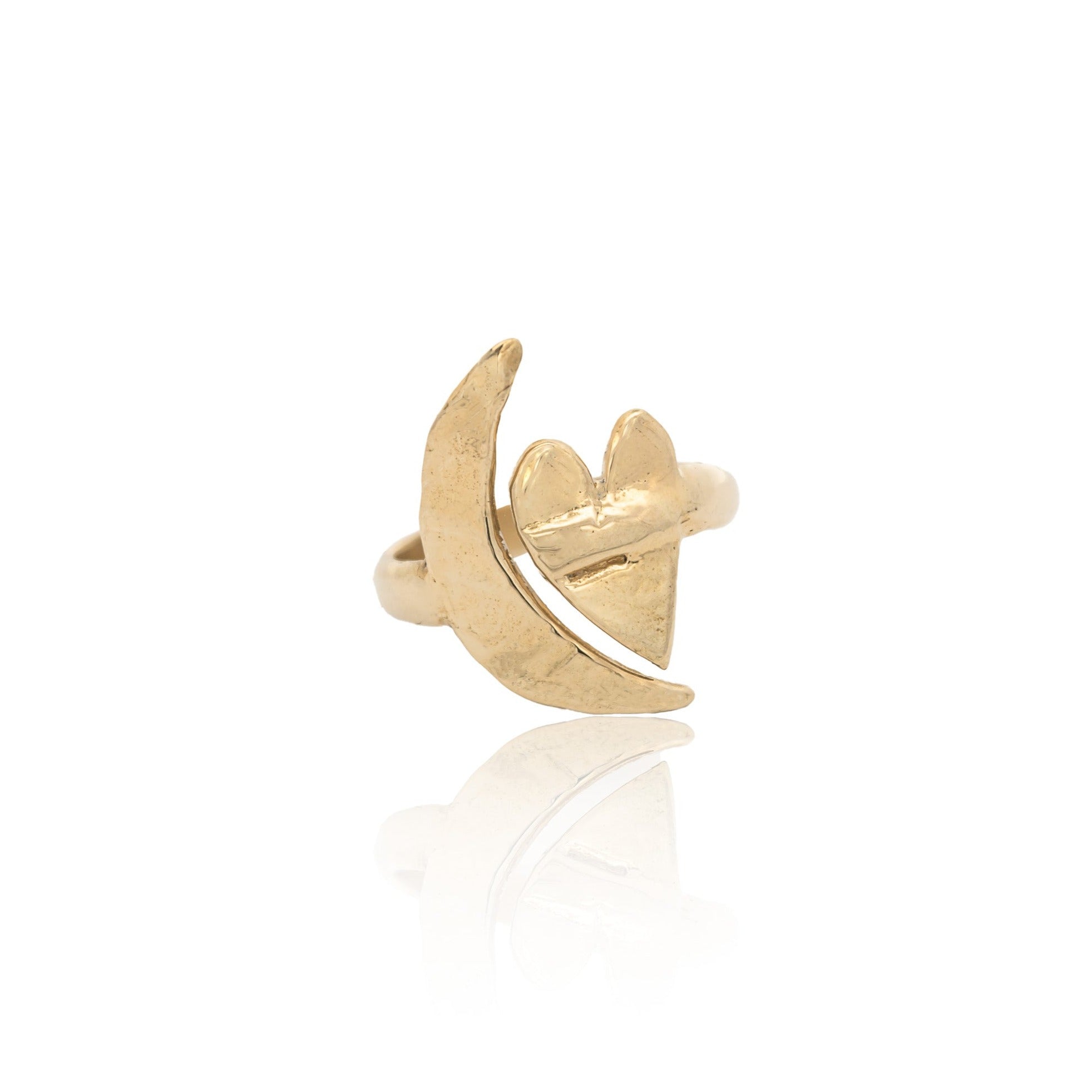 Artemis Gold Moon and Heart Ring