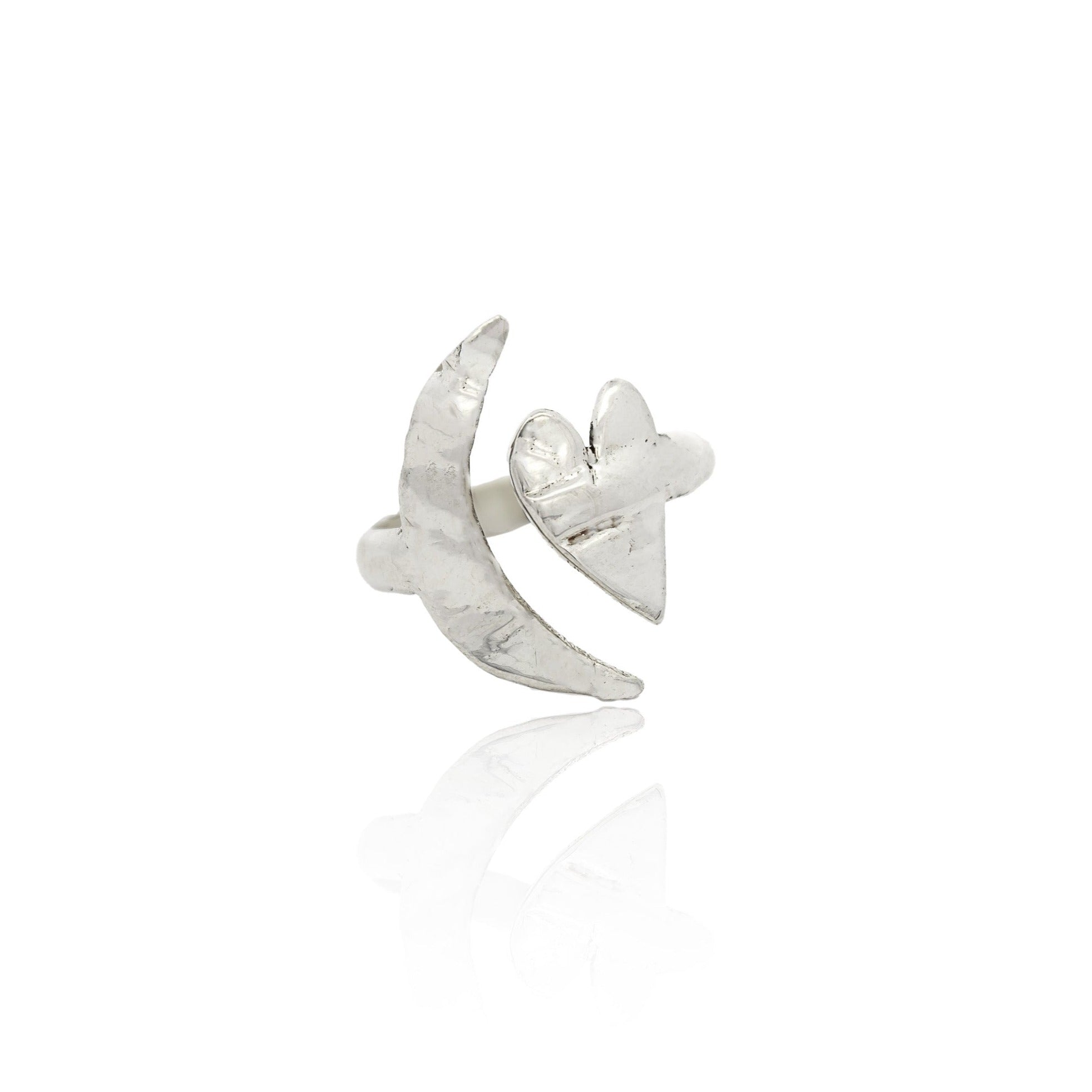 Artemis Silver Moon and Heart Ring