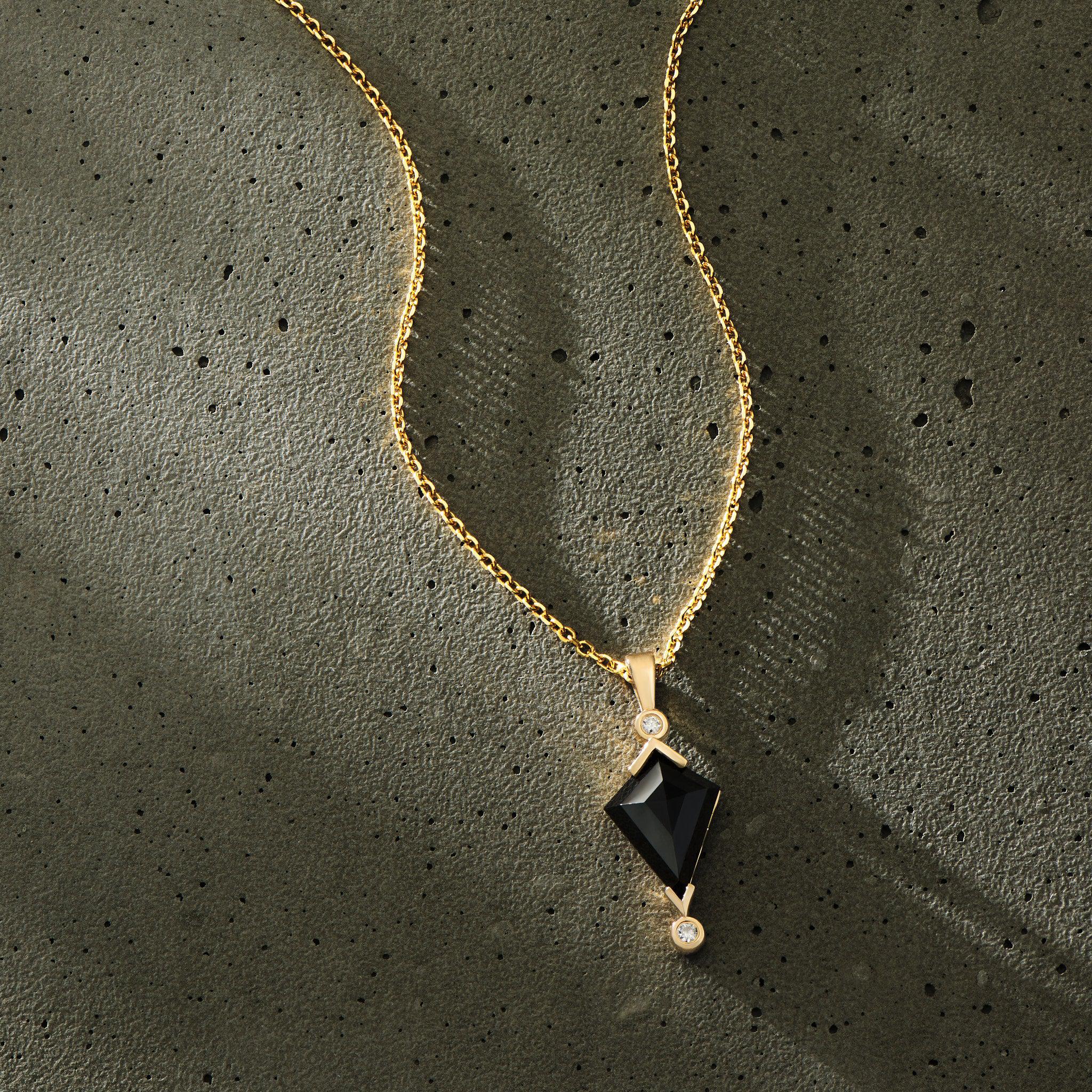 Black Spinel and Diamond Kite Necklace