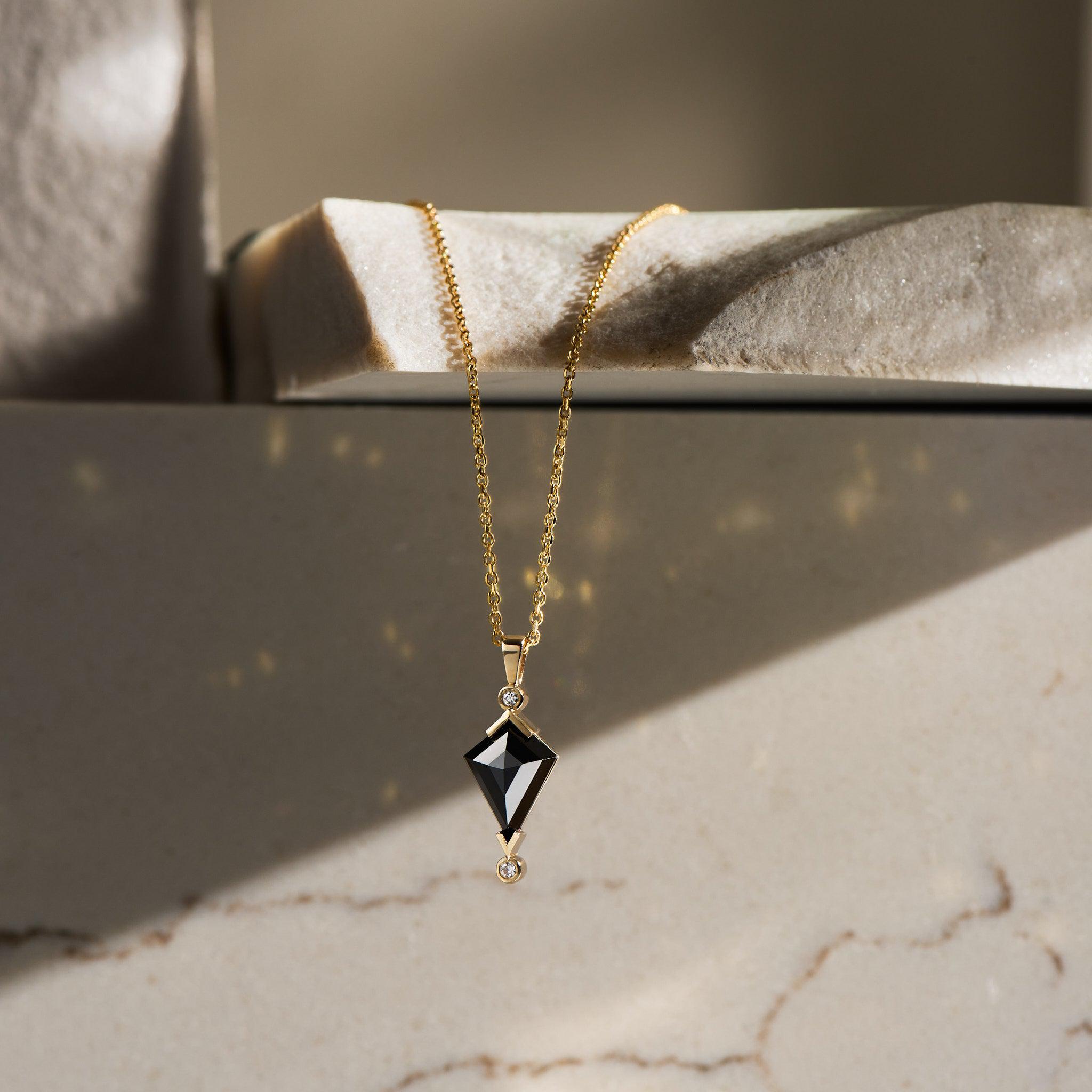 Black Spinel and Diamond Kite Necklace