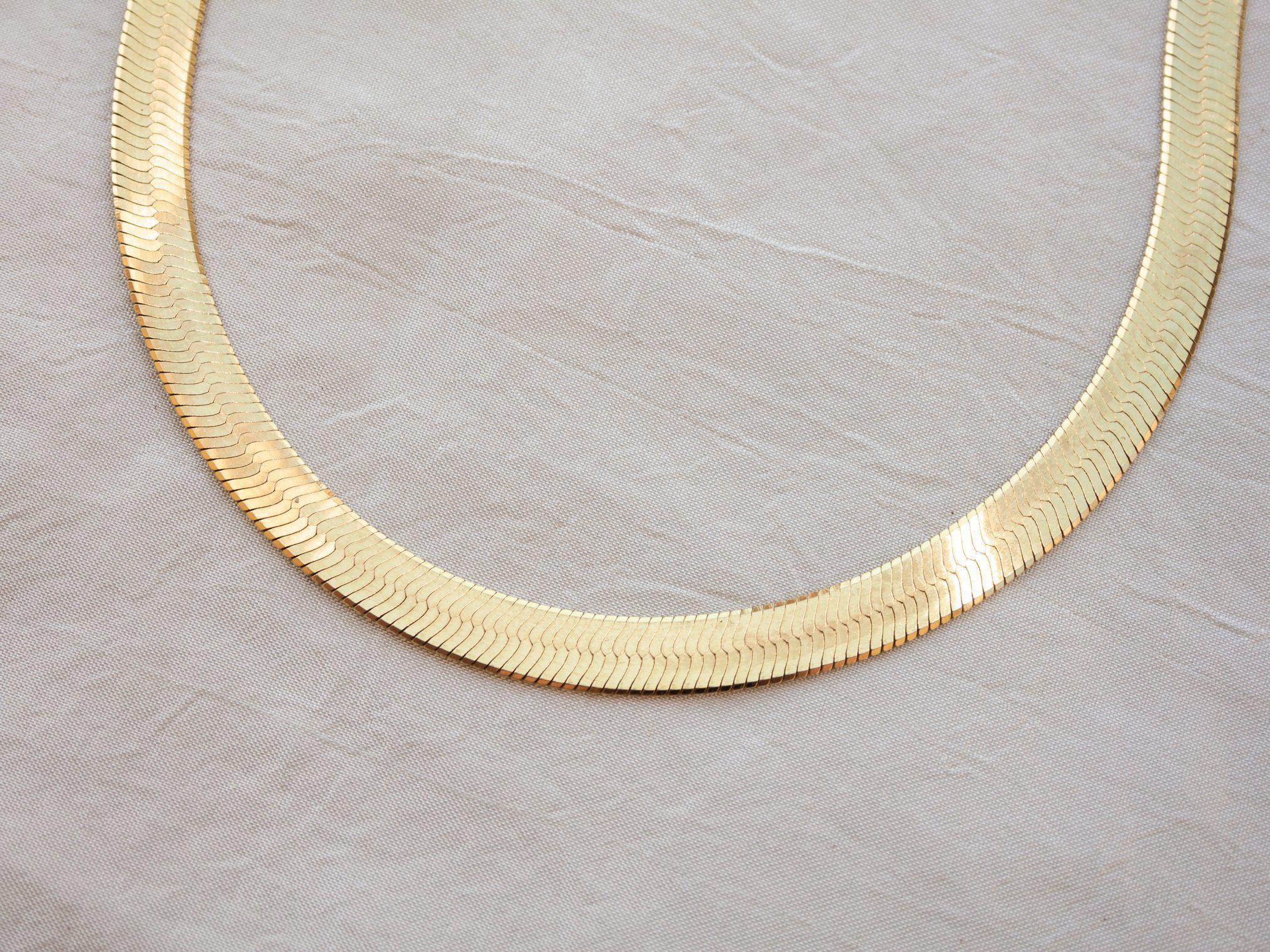 Bold Gold Herringbone Chain Necklace