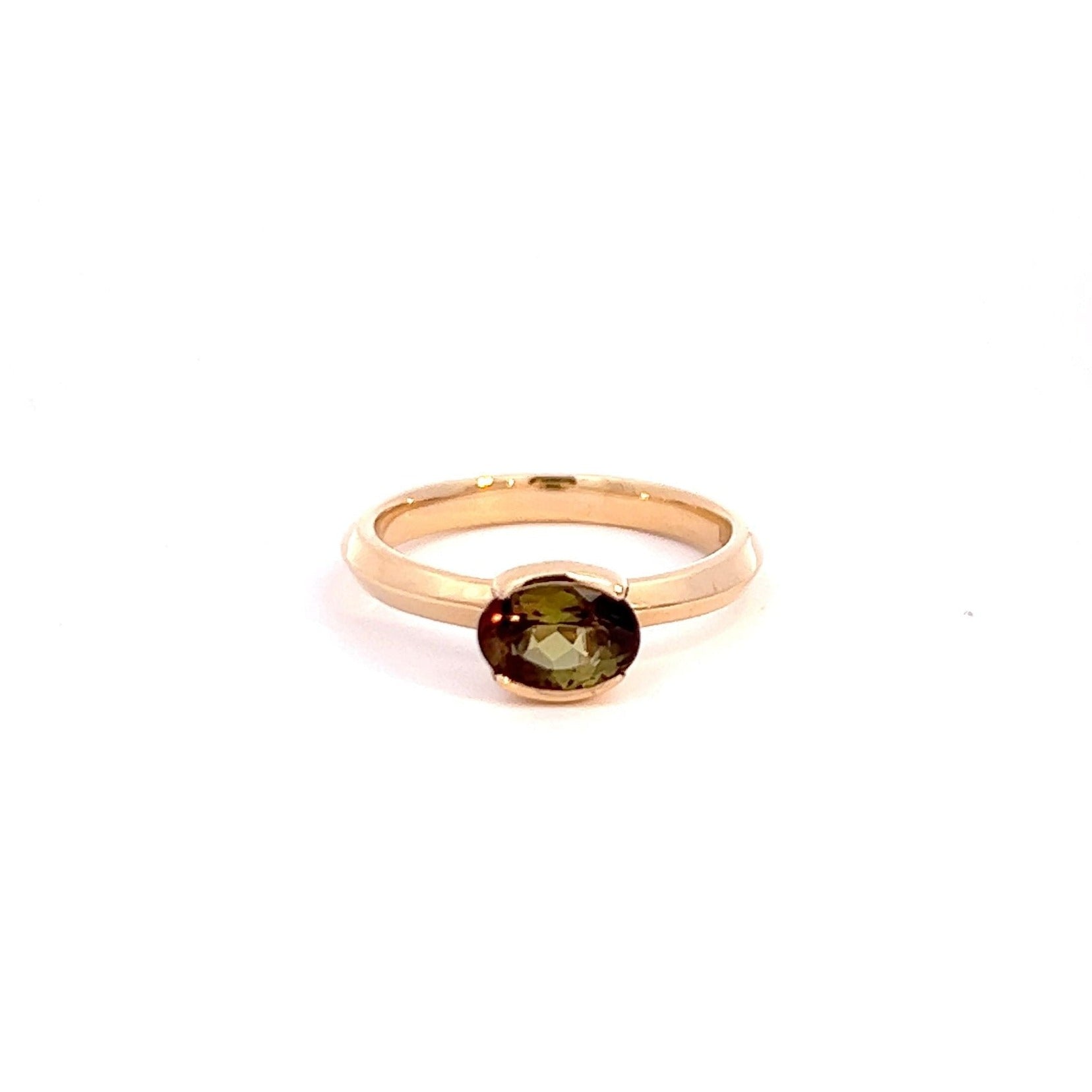 Color Changing Andalusite Half Bezel Ring