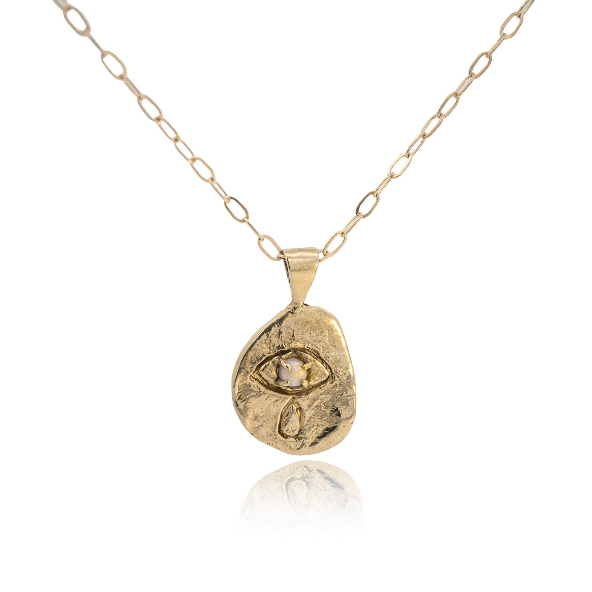 Crying Eye Gold Opal Necklace