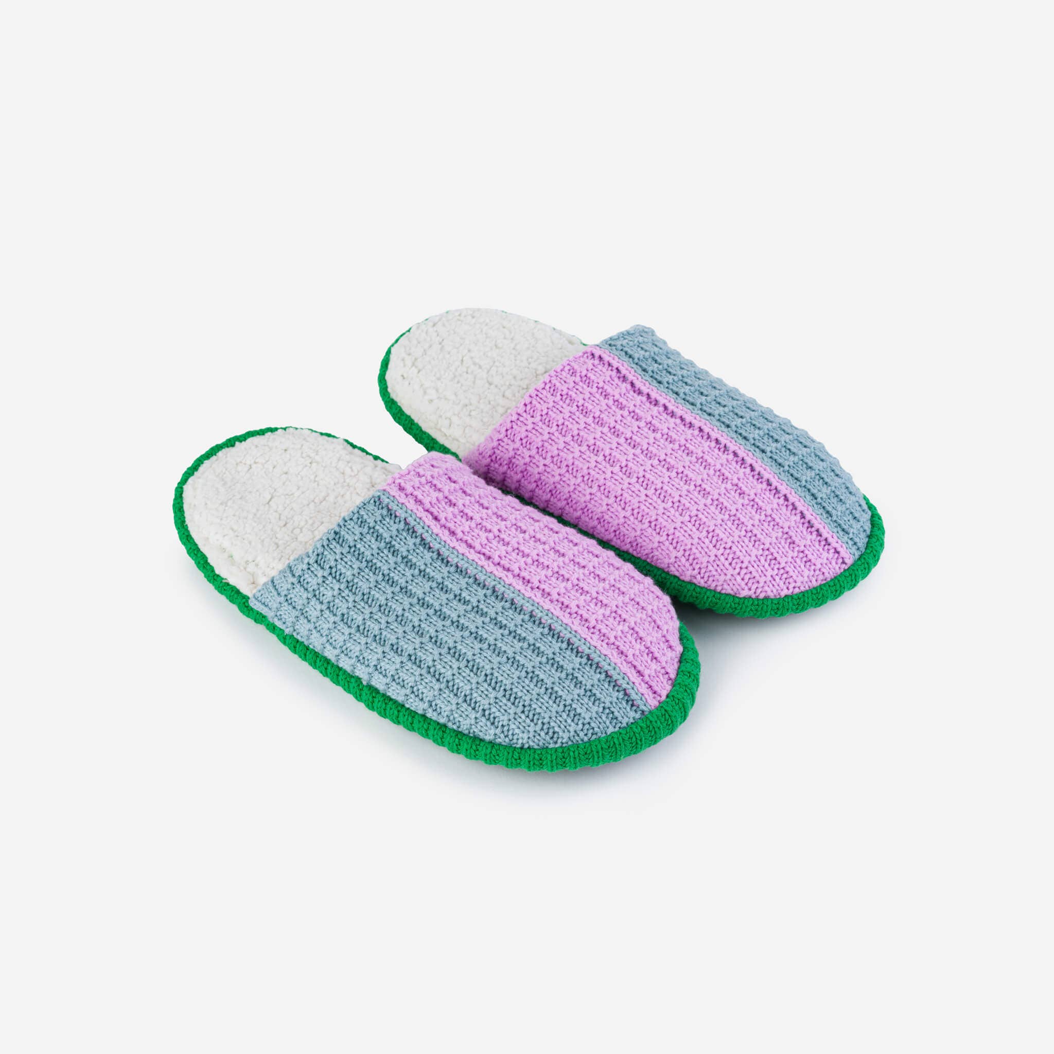 Colorblock Slide Slippers in Stone Blue Lilac