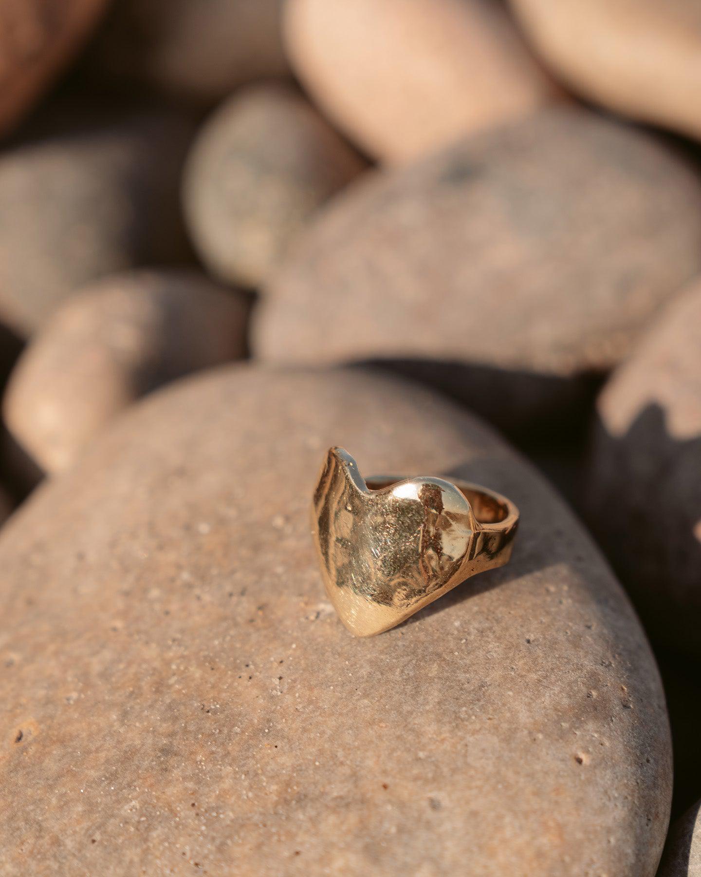 Eros Gold Heart Signet Ring