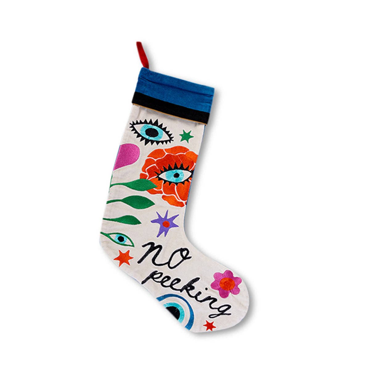 Embroidered Stocking - No Peeking