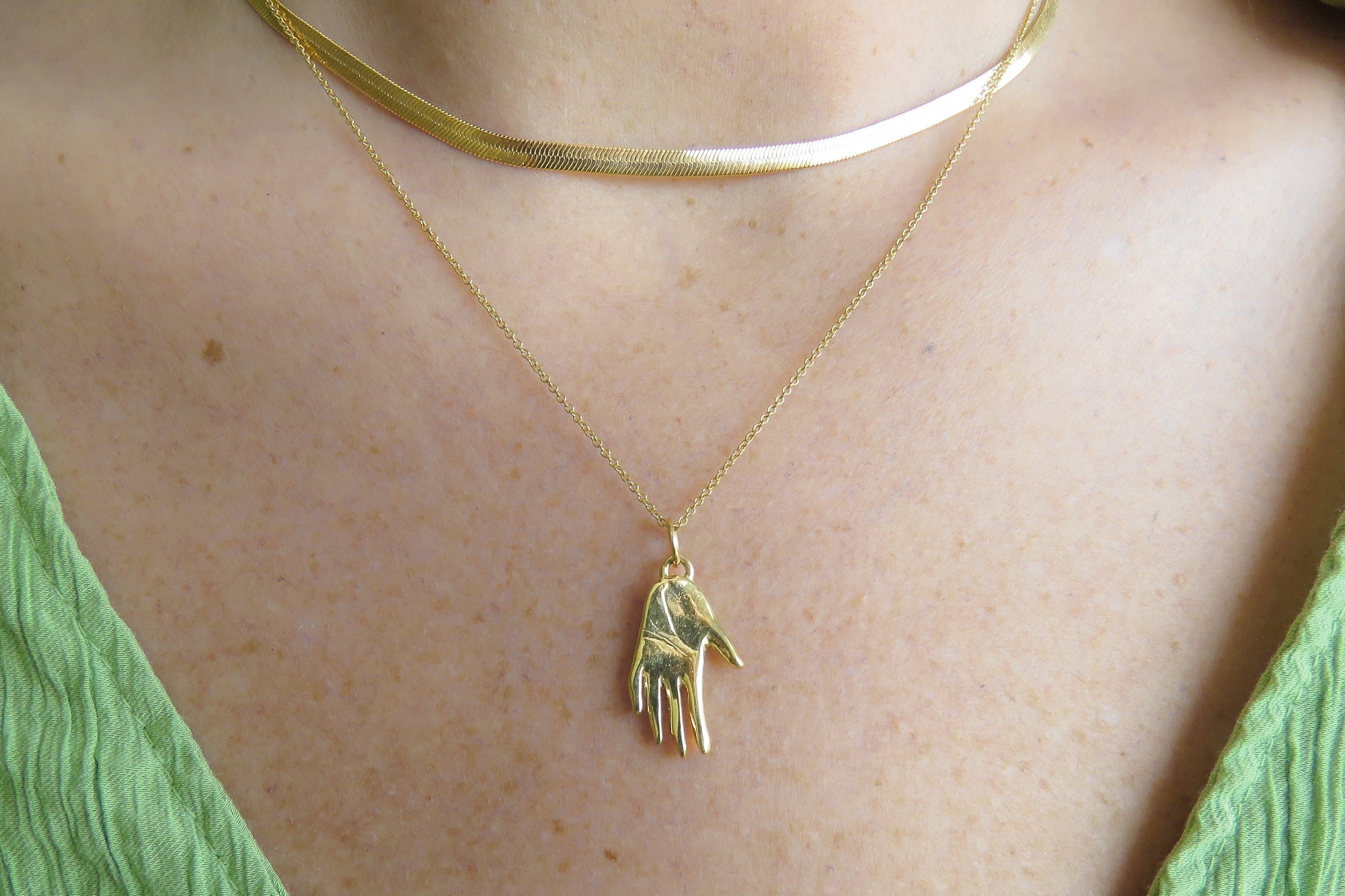 Gold Hand Talisman Necklace