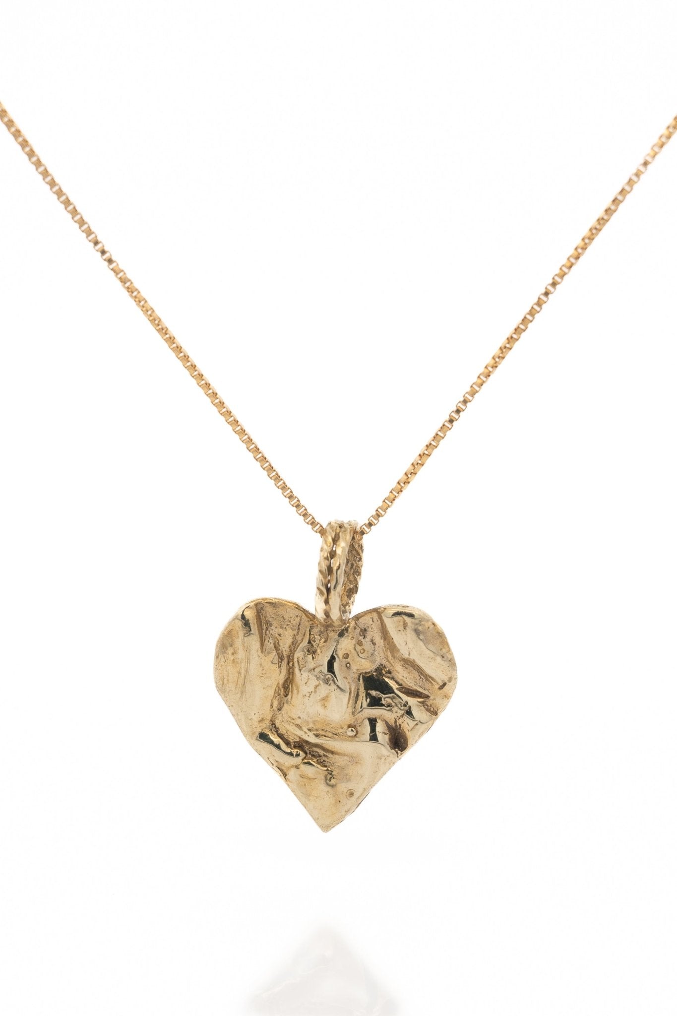 Gold Heart Rock Necklace - Chain or Leather