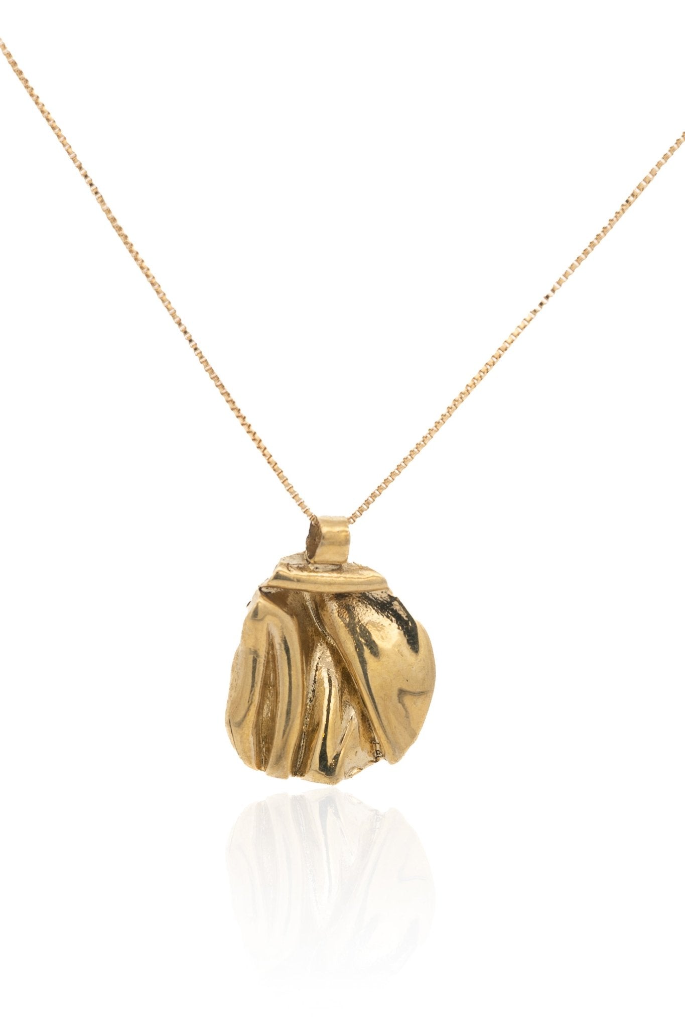 Gold Panamint Folded Pendant Necklace - Chain or Leather Cord