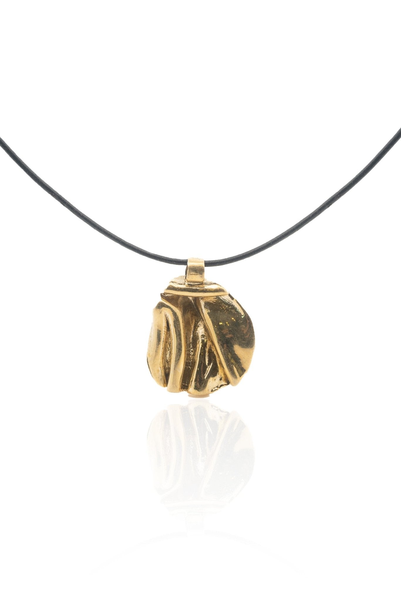 Gold Panamint Folded Pendant Necklace - Chain or Leather Cord