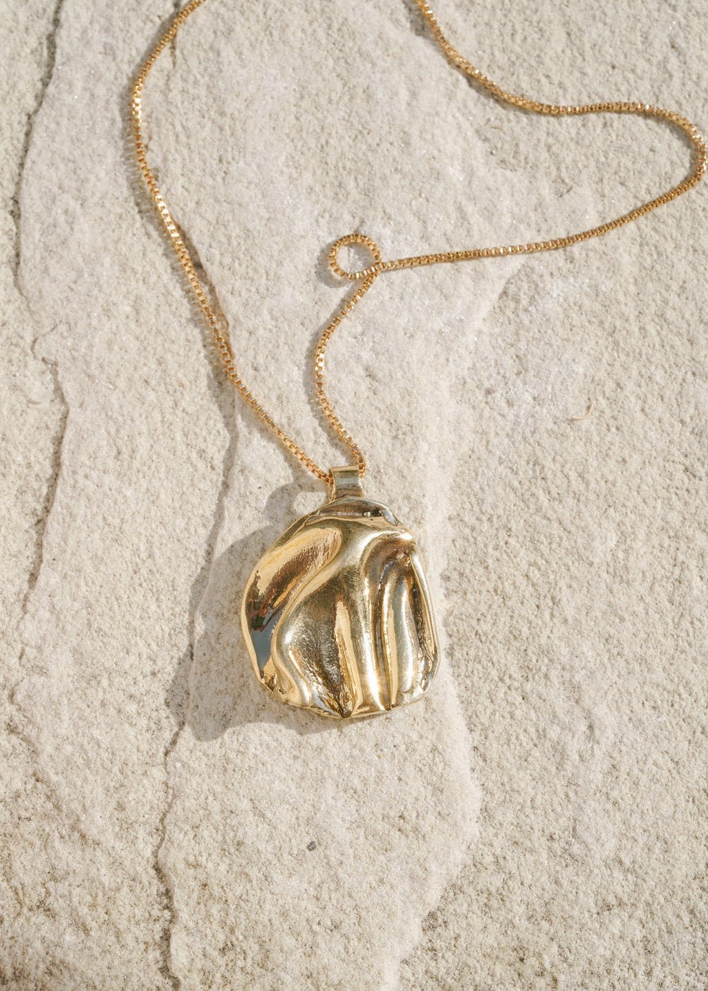 Gold Panamint Folded Pendant Necklace - Chain or Leather Cord