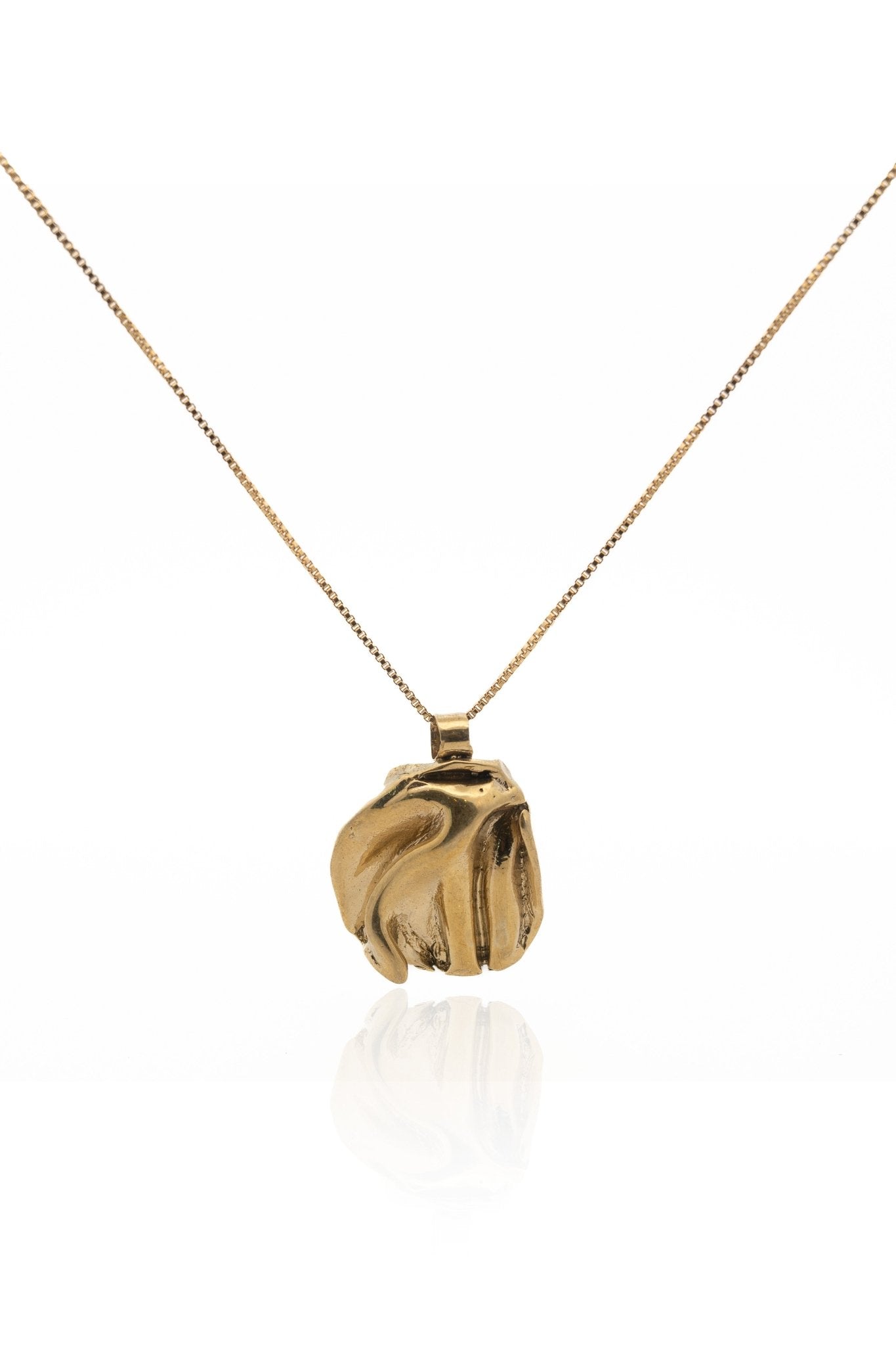 Gold Panamint Folded Pendant Necklace - Chain or Leather Cord