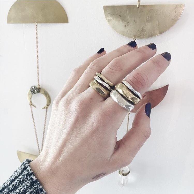 Little Butte Ring - Organic Faceted Ring in Brass or Silver