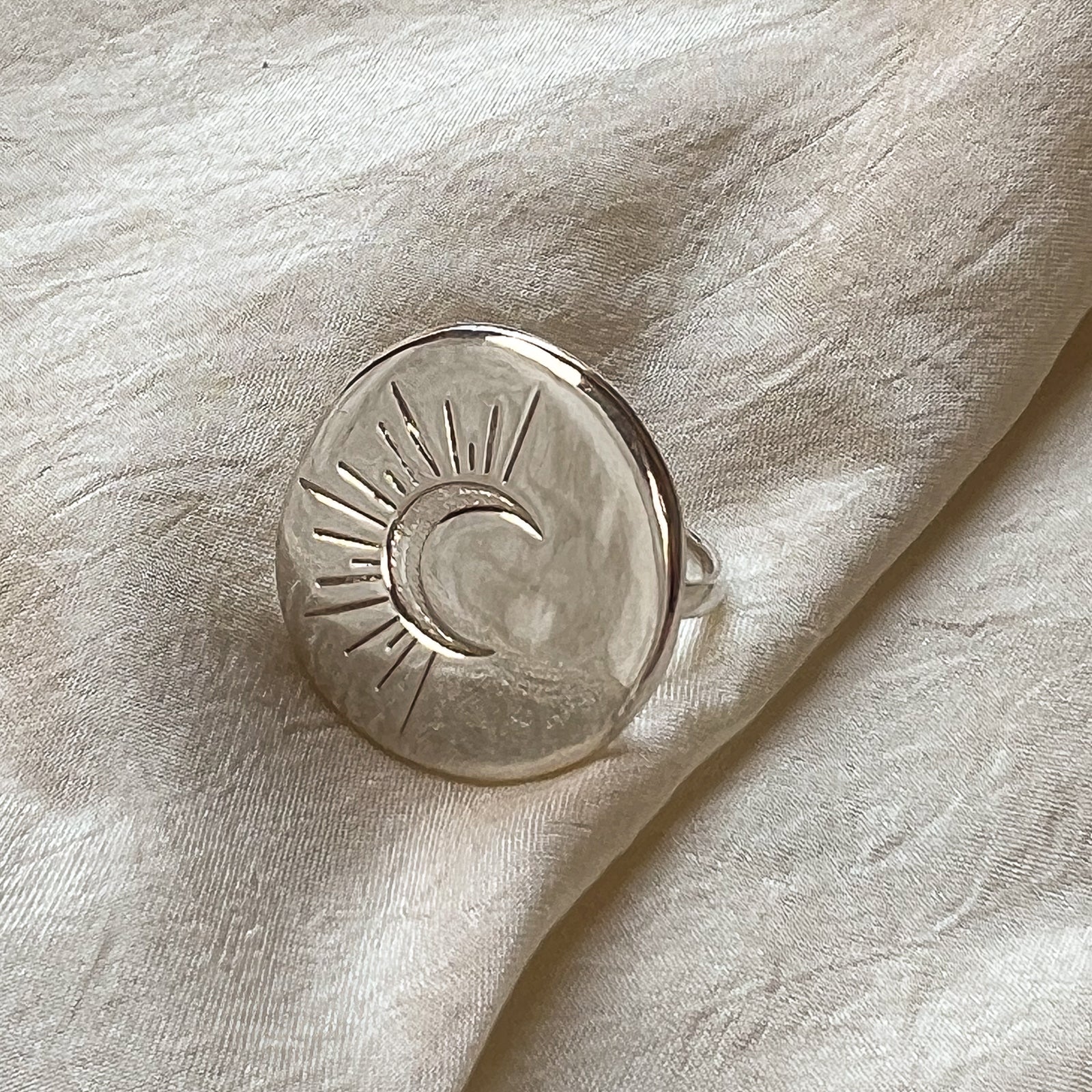 Nocturne Silver Crescent Moon Ring