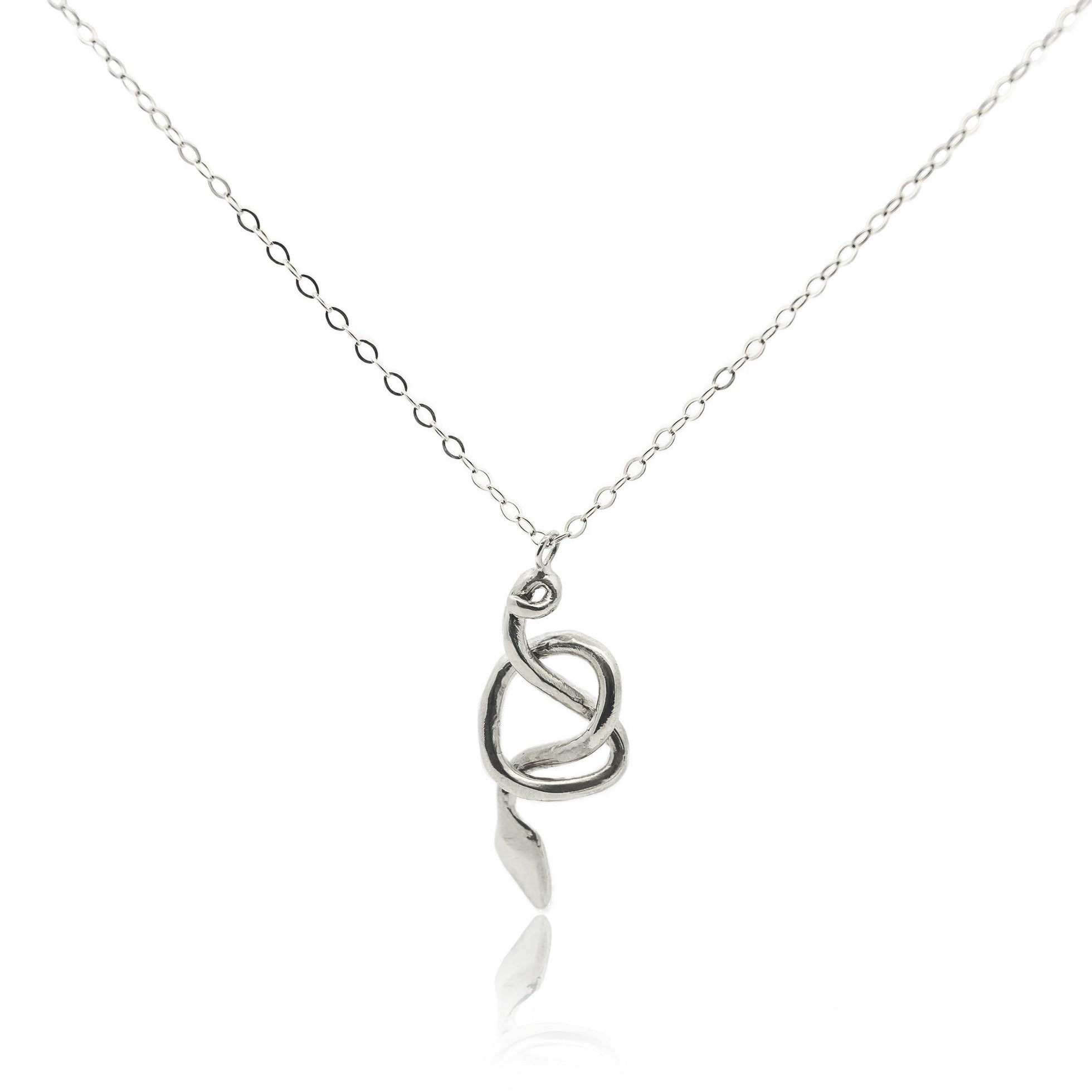 Nyoka Silver Knotted Snake Necklace