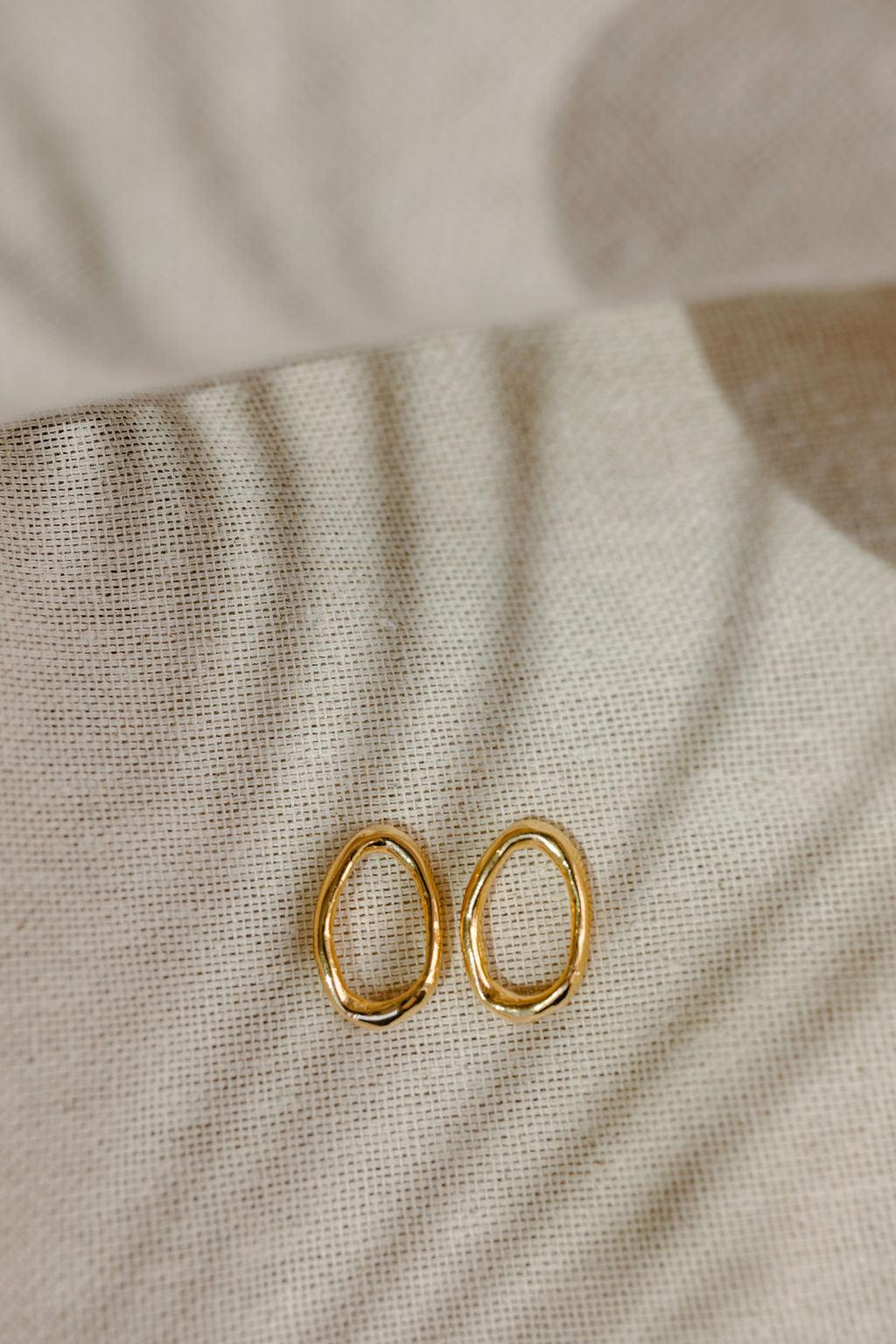 Organic Open Circle Stud Earrings