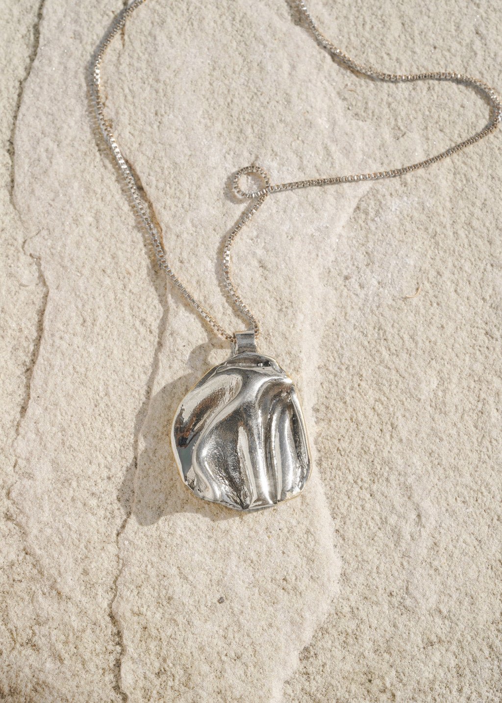 Panamint Silver Folded Pendant Necklace - Chain or Leather Cord