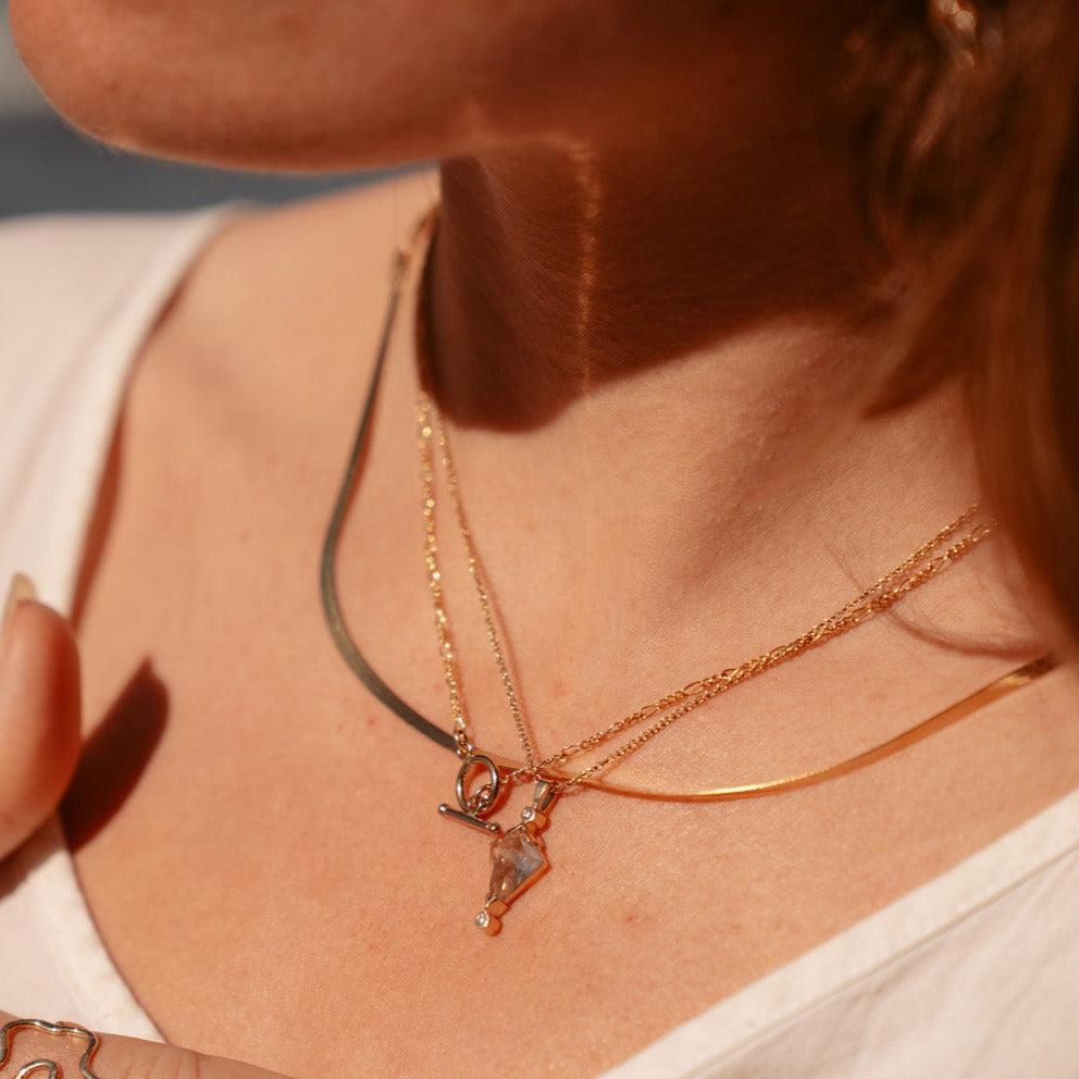 Rutilated Quartz and Diamond Kite Necklace