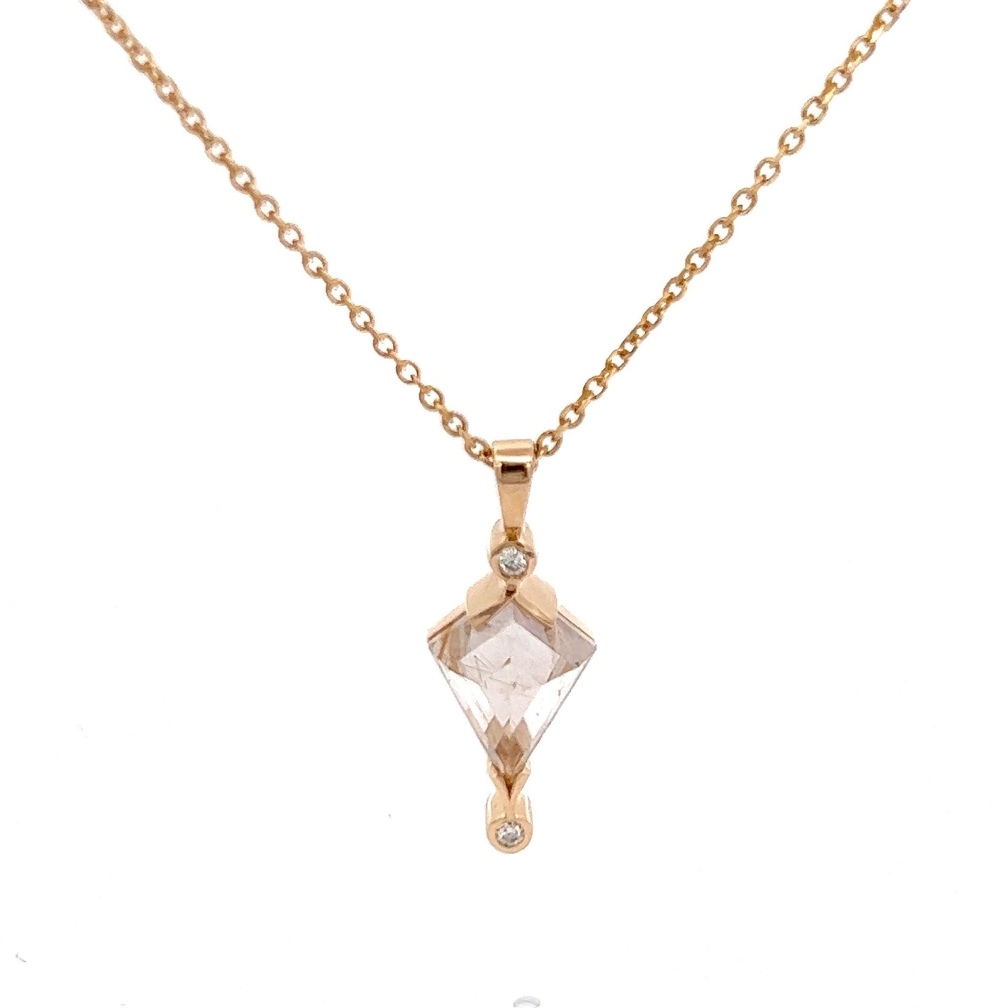 Rutilated Quartz and Diamond Kite Necklace