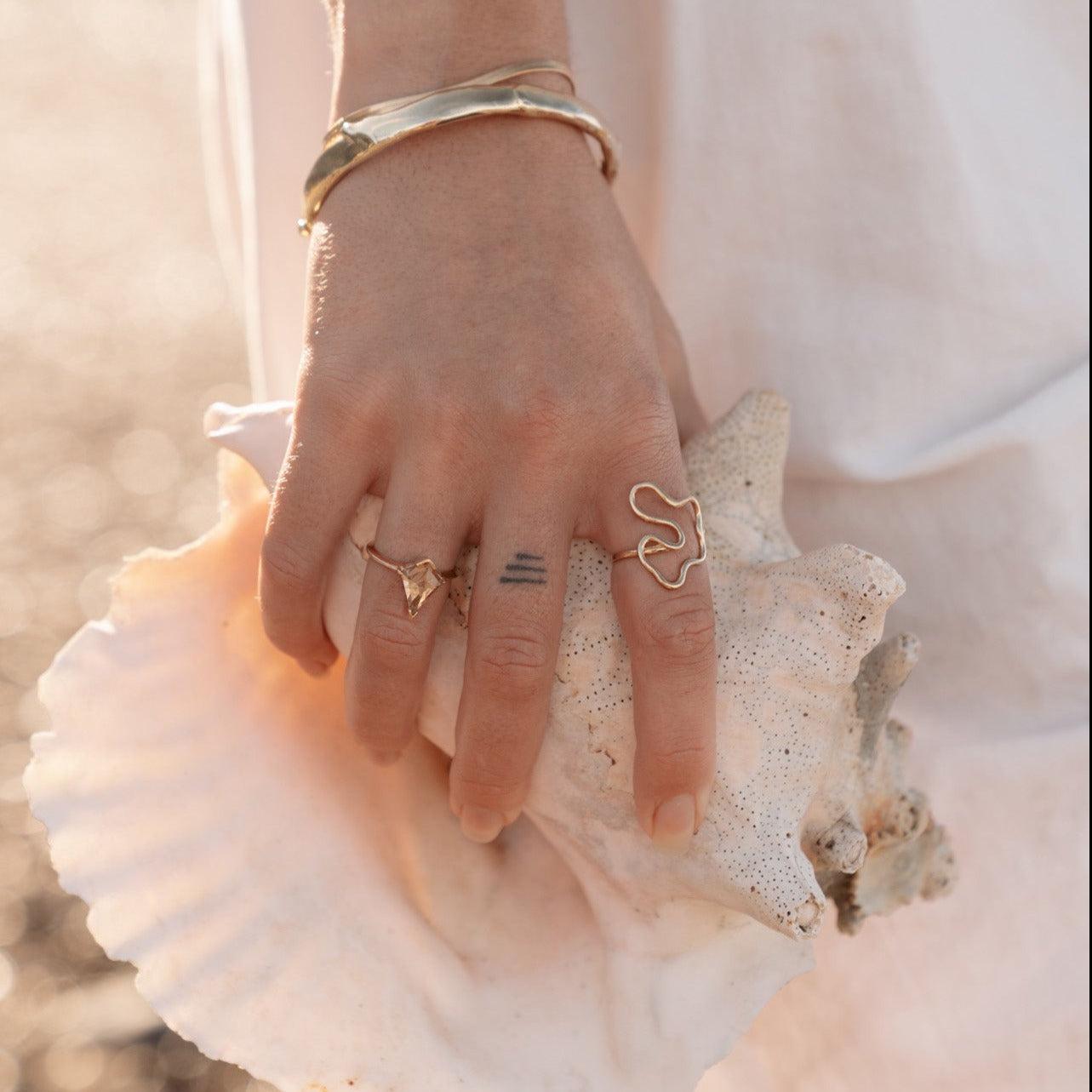 Rutilated Quartz Kite Gold Ring