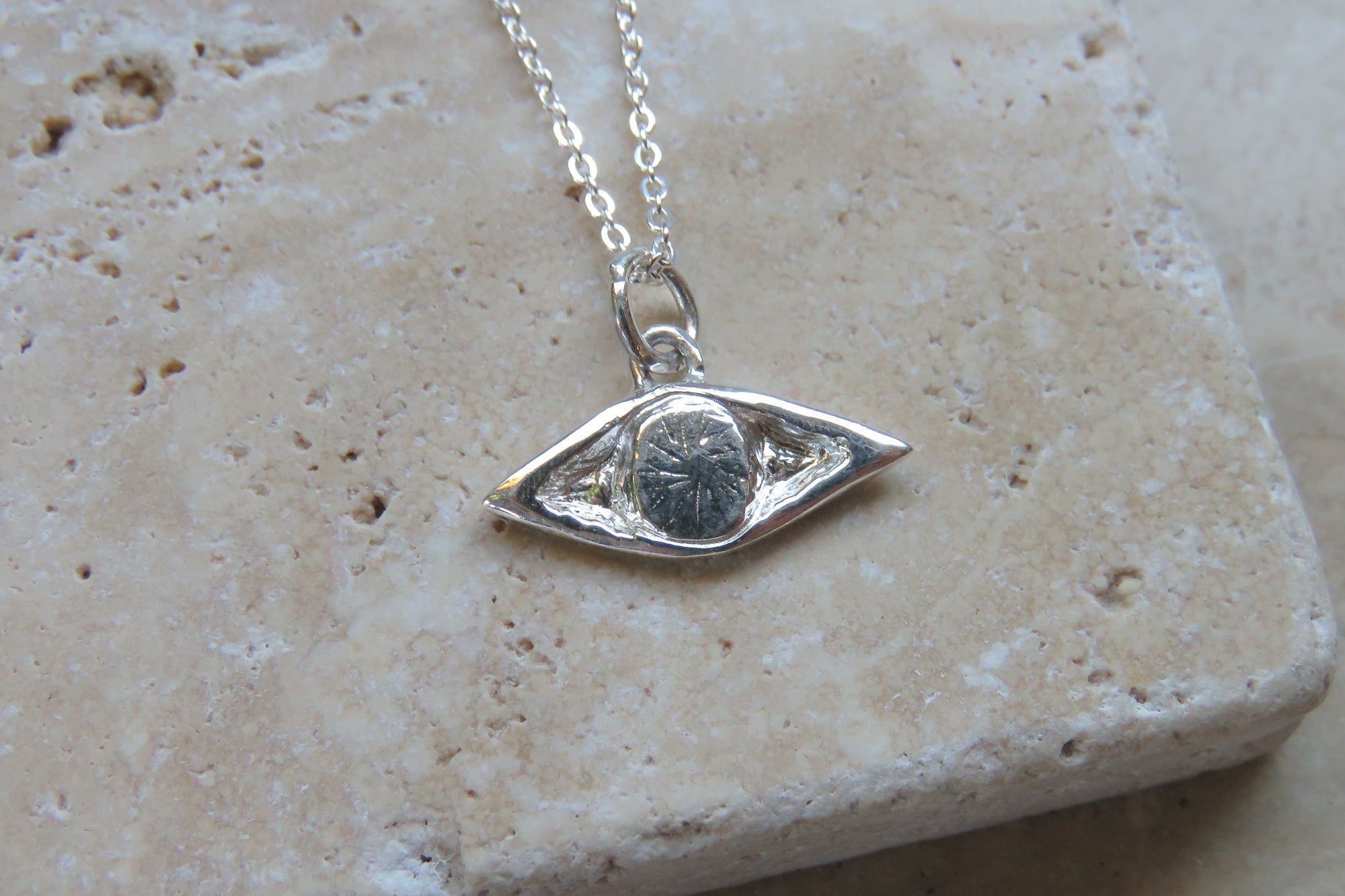 Silver Evil Eye Necklace - Talisman Pendant Necklace