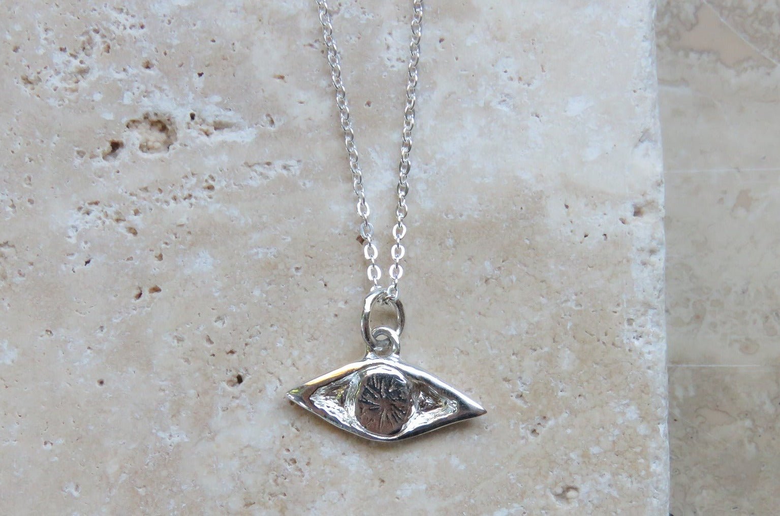 Silver Evil Eye Necklace - Talisman Pendant Necklace