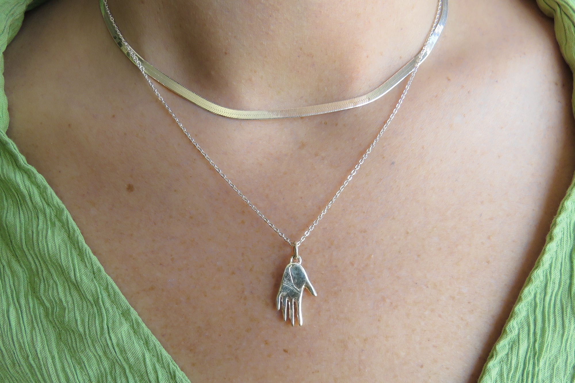 Silver Hand Talisman Necklace