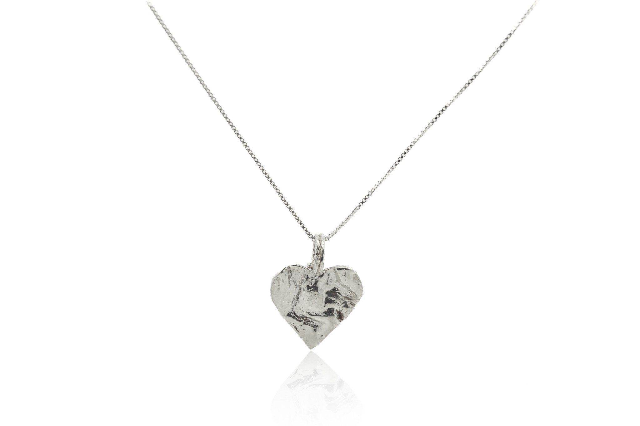 Silver Heart Rock Necklace - Chain or Leather