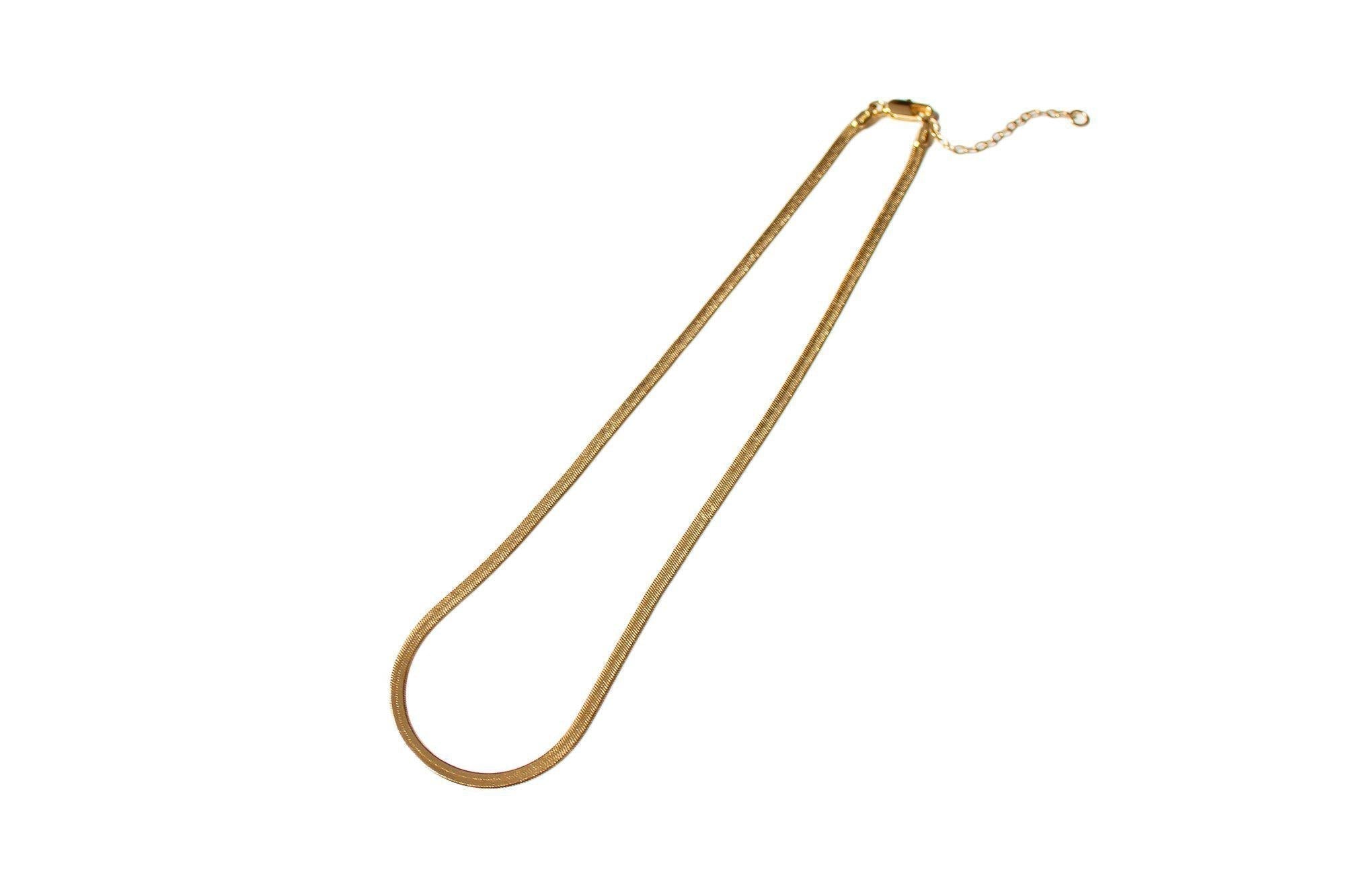 Slinky Gold Flat Herringbone Chain Necklace