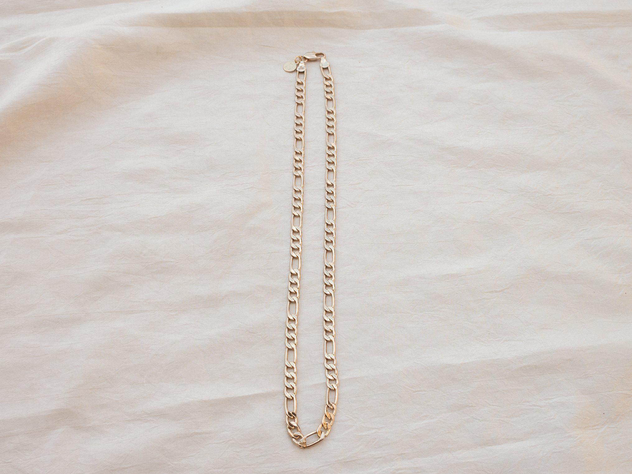 Thick Gold Figaro Chain Necklace