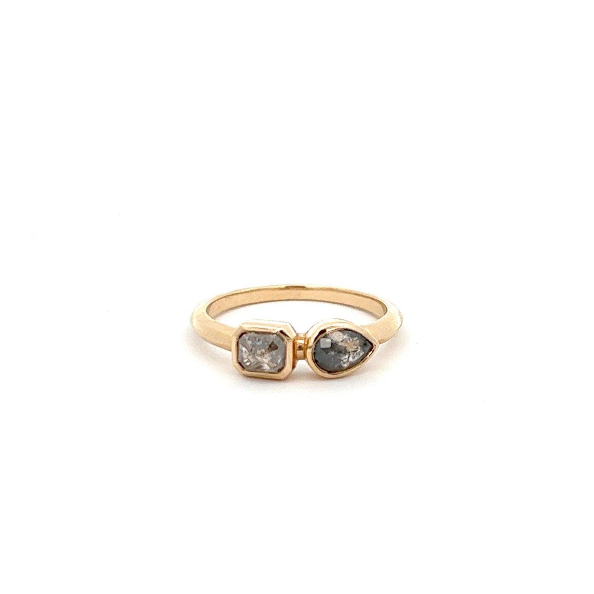 Toi et Moi Salt and Pepper Double Diamond Ring