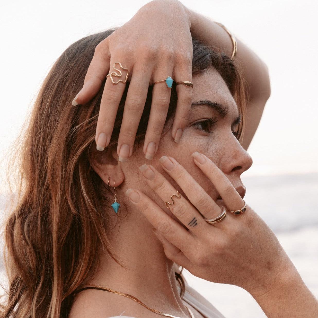 Turquoise and Diamond Kite Drop Earrings