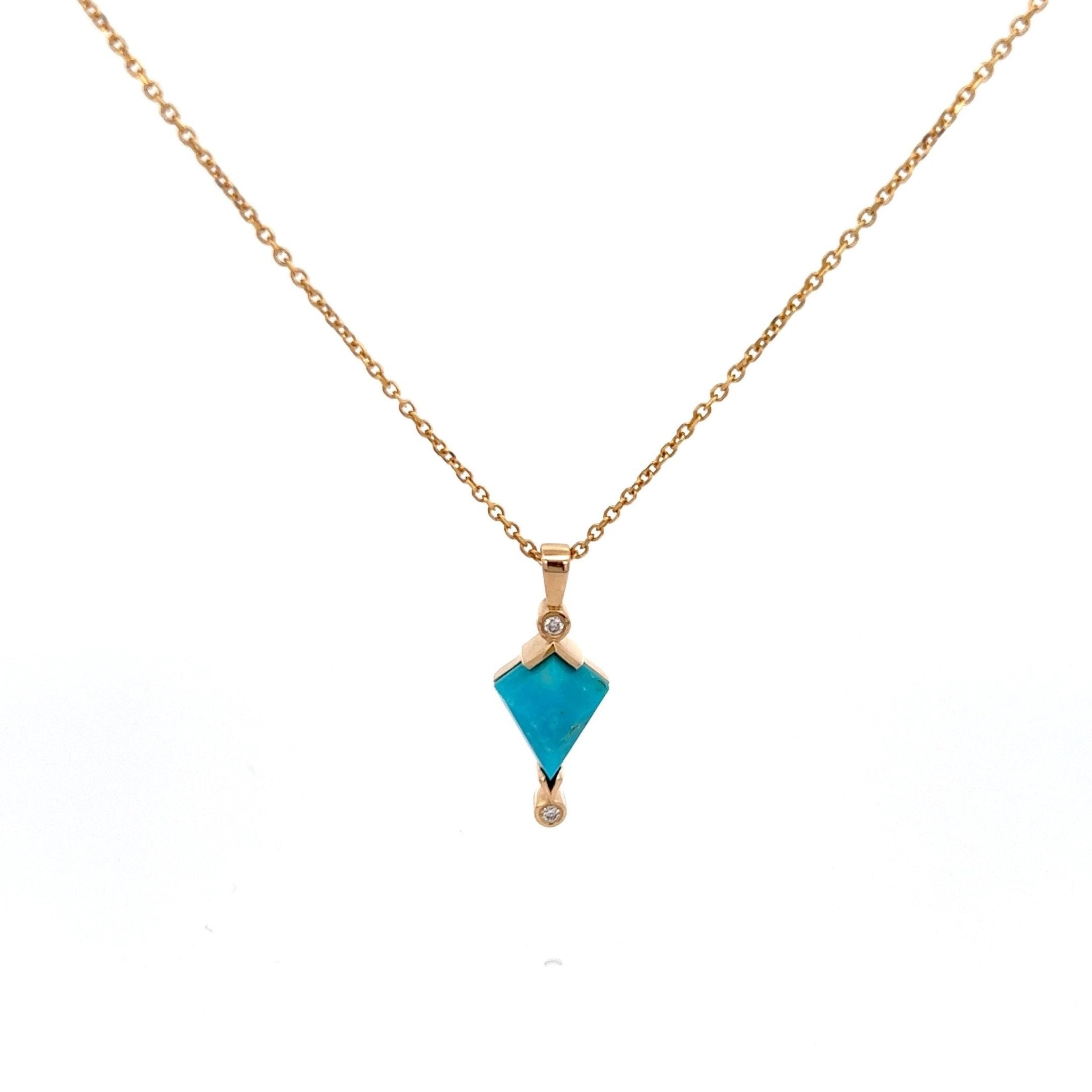 Turquoise and Diamond Kite Necklace