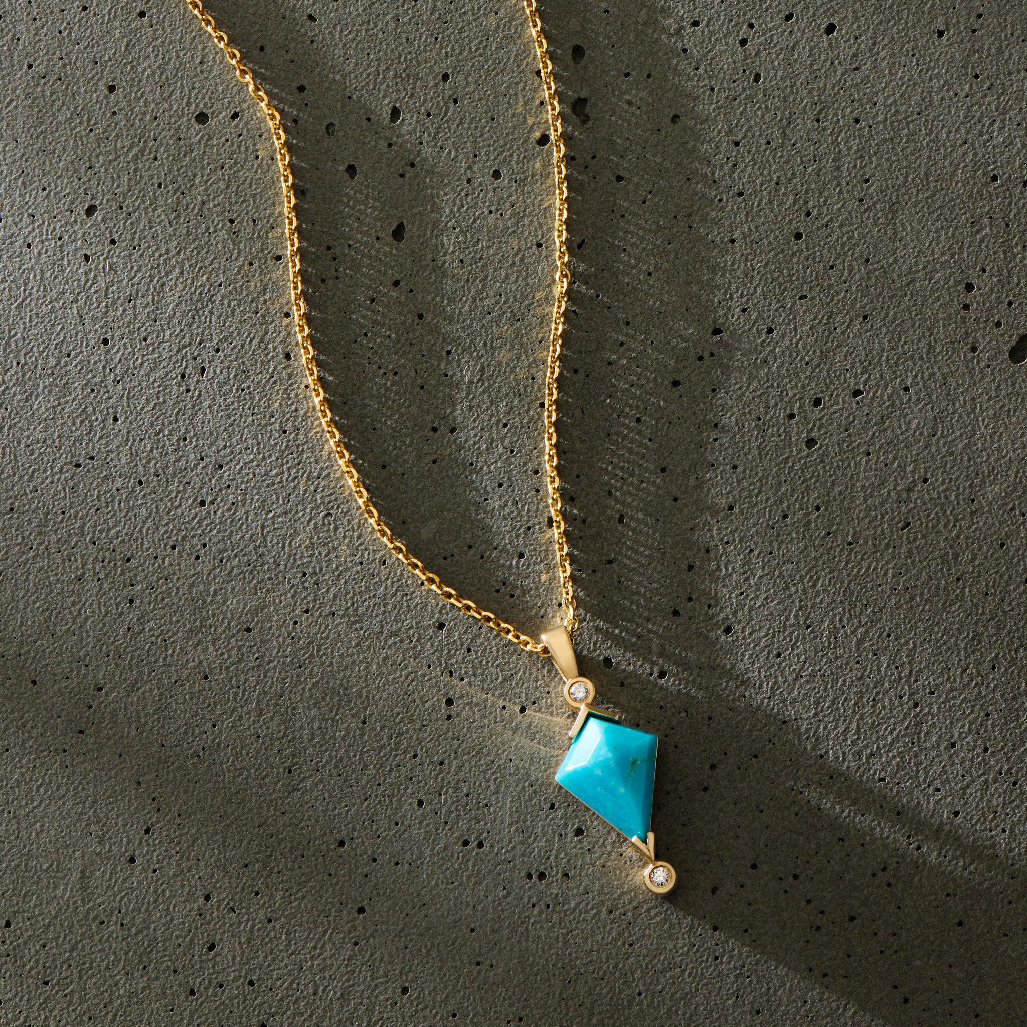 Turquoise and Diamond Kite Necklace