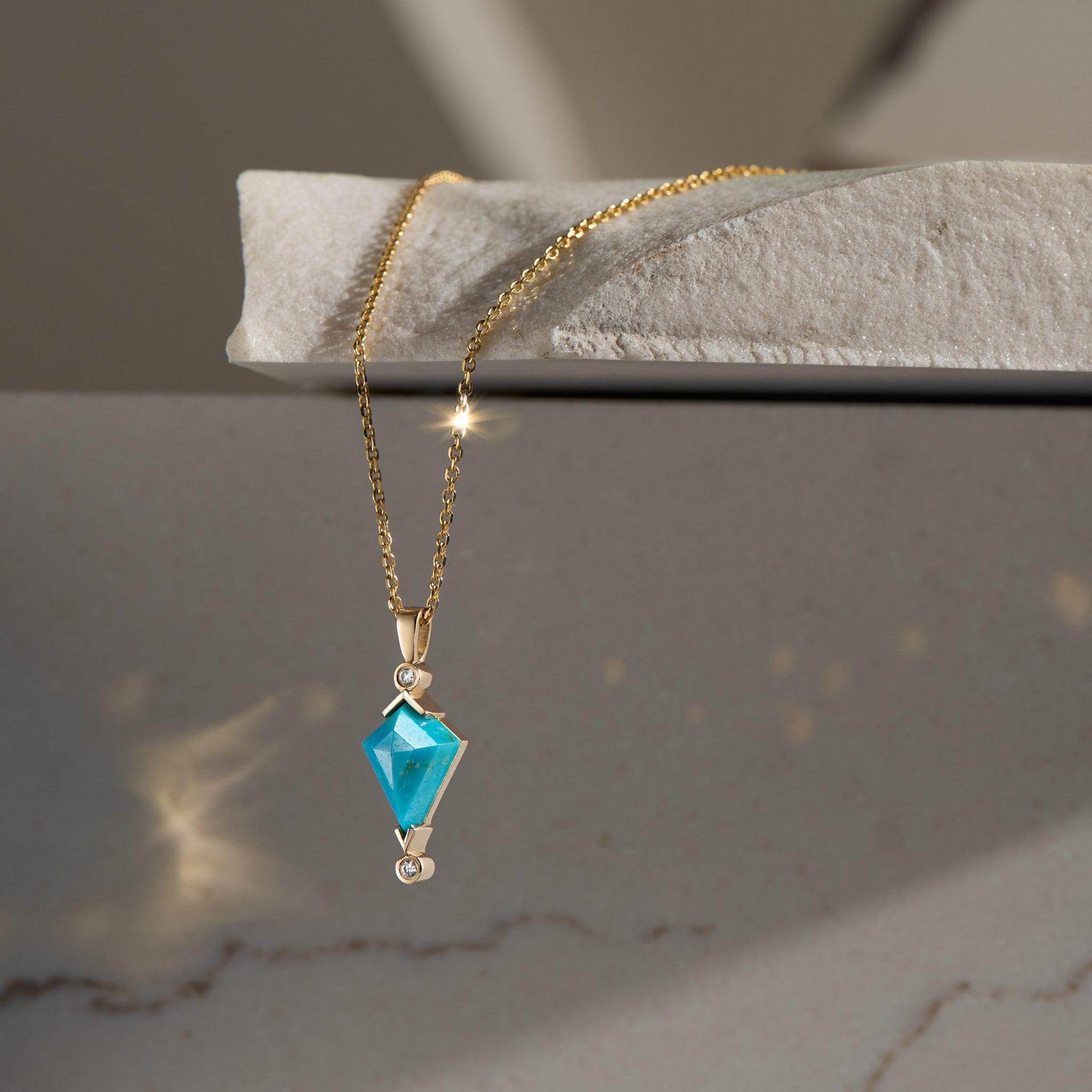 Turquoise and Diamond Kite Necklace