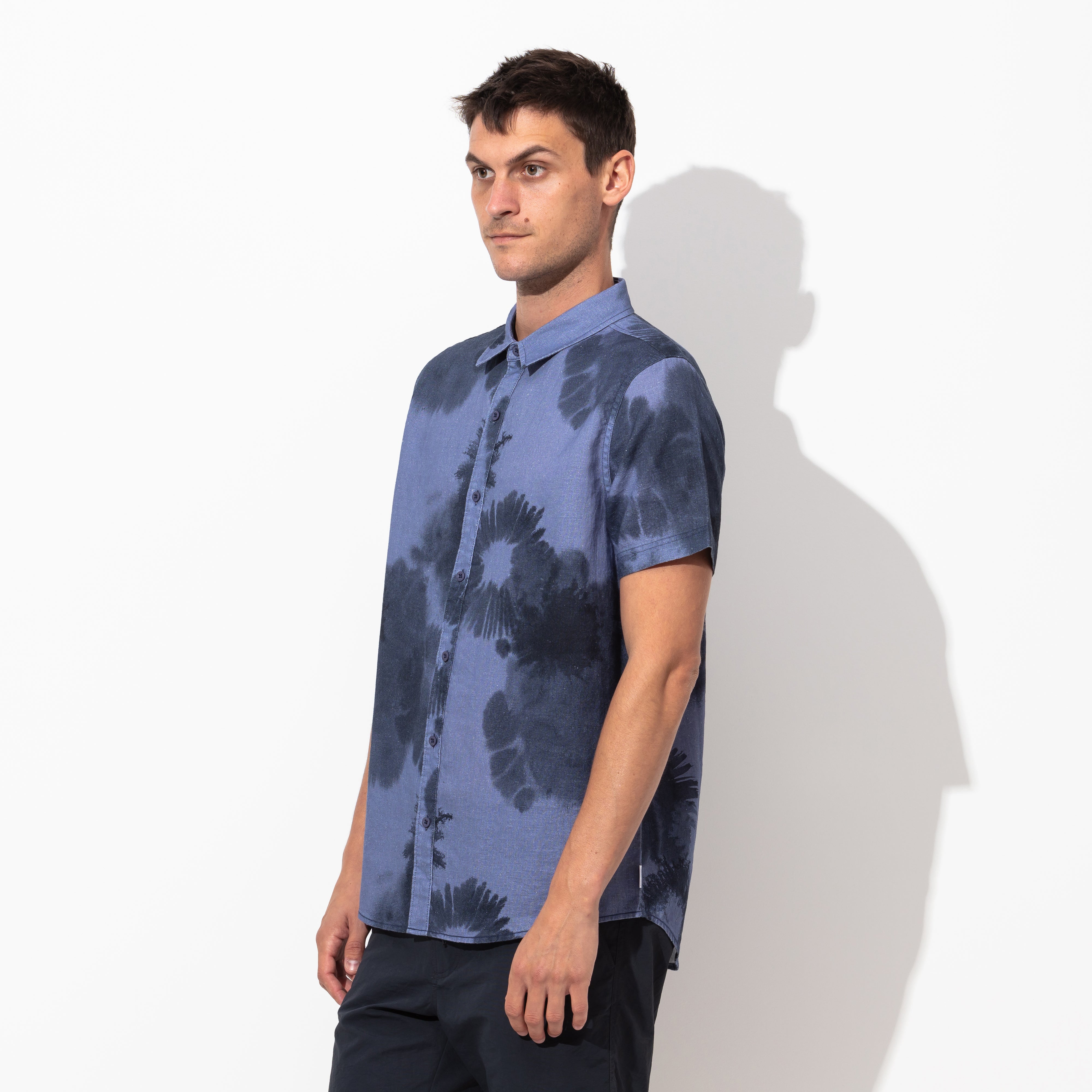 Washed up S/S Woven Shirt in Moon Light