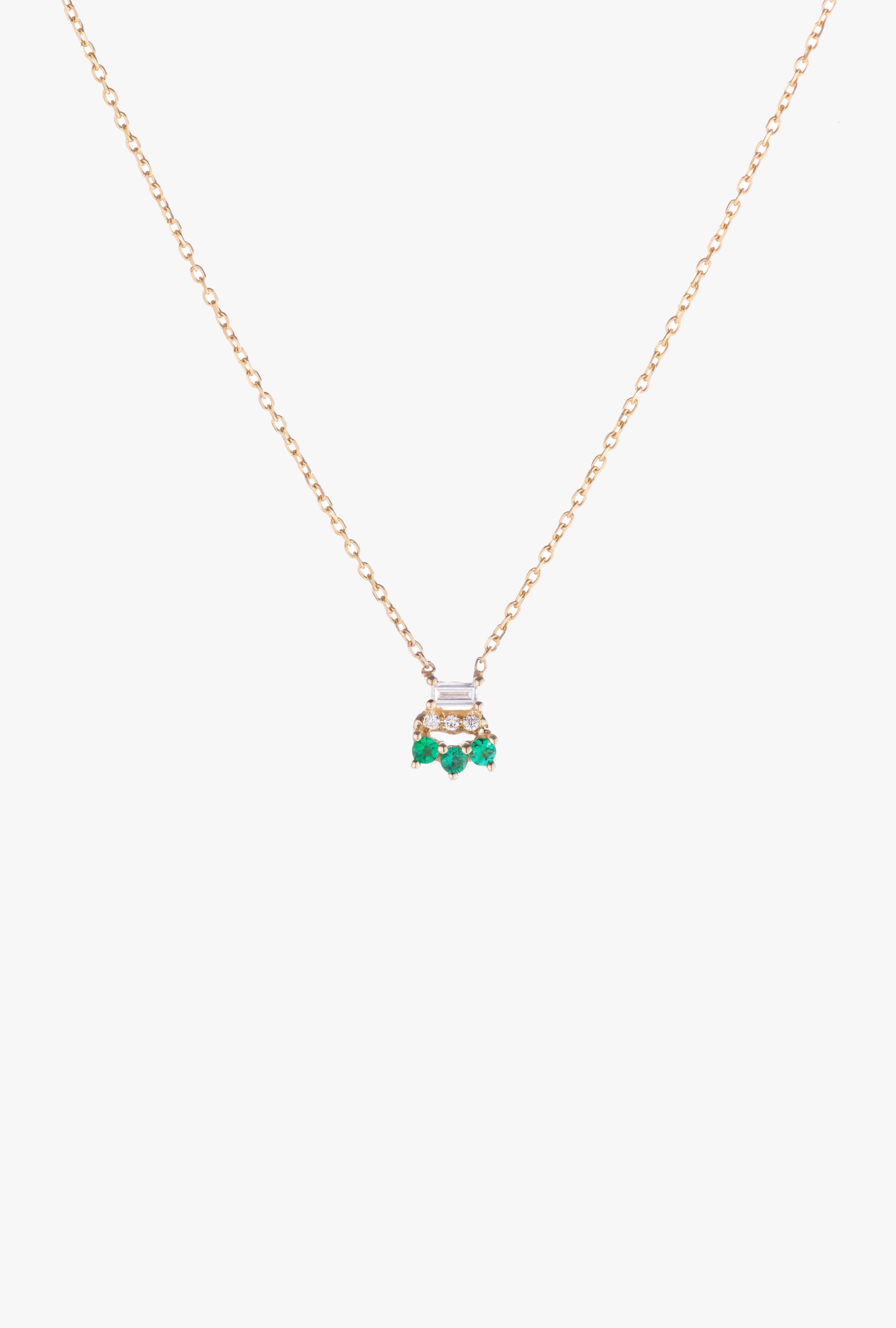 Baguette Emerald Lace Necklace