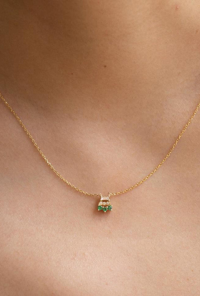 Baguette Emerald Lace Necklace