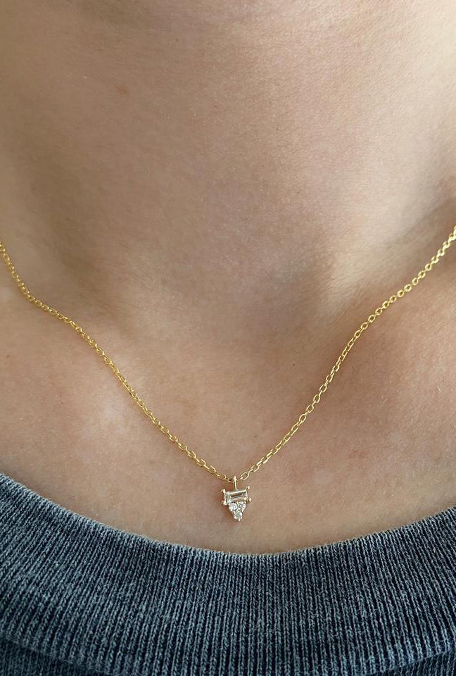 Diamond Baguette Cluster Necklace