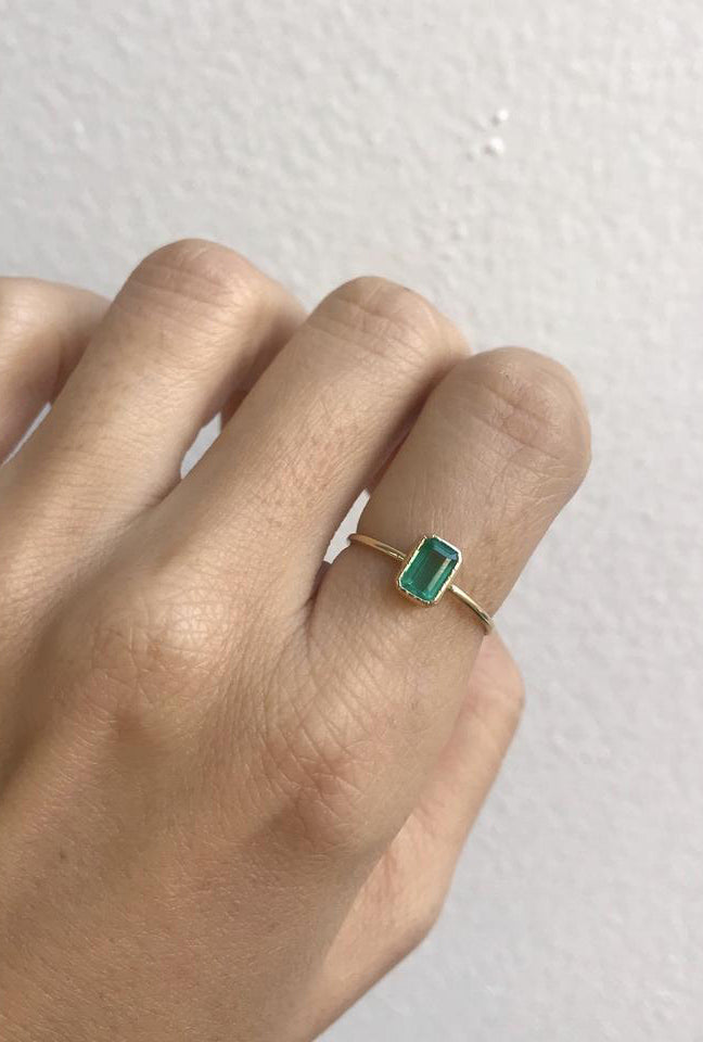 Emerald Cut Emerald Wisp Ring