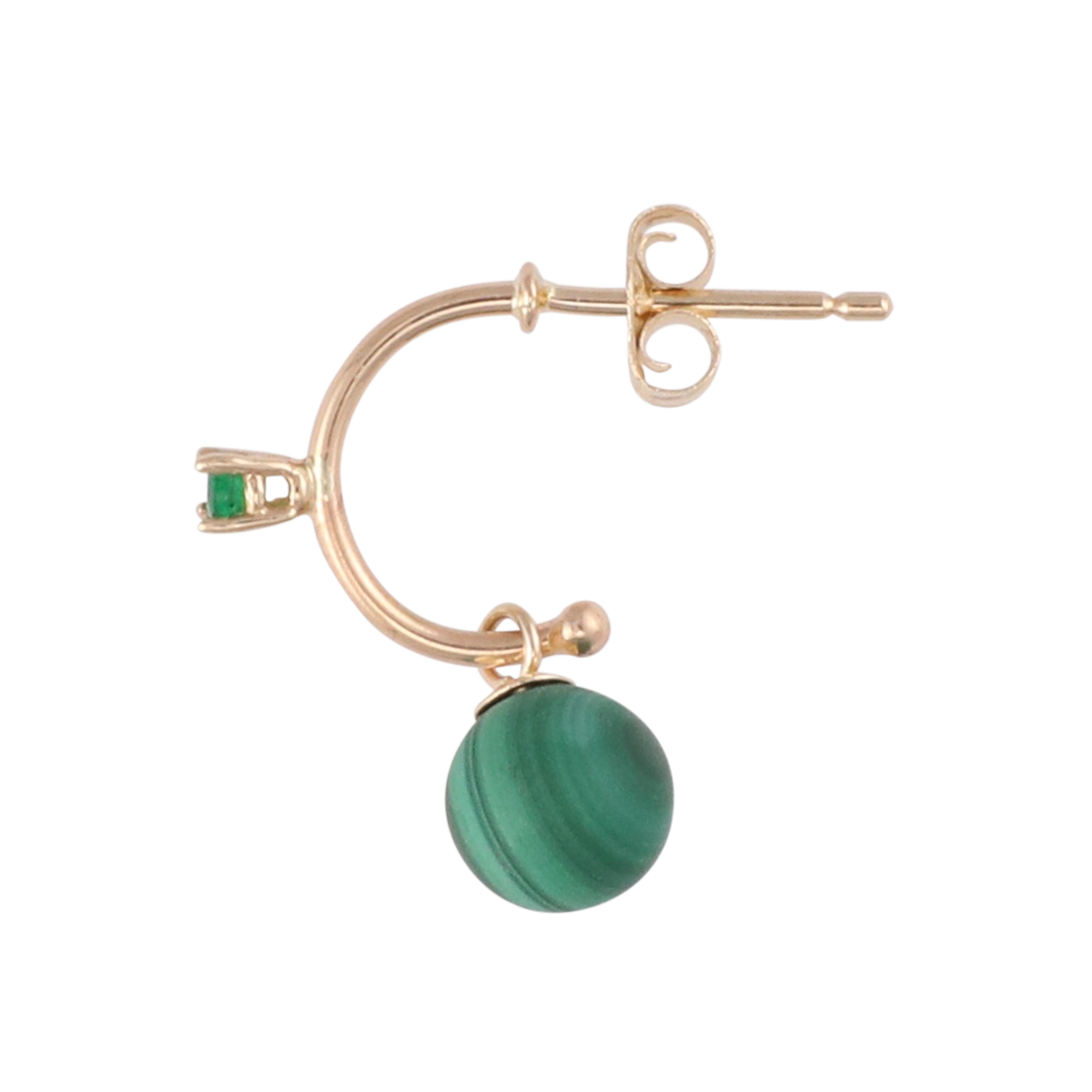 14k Emerald and Malachite Drop Hoops