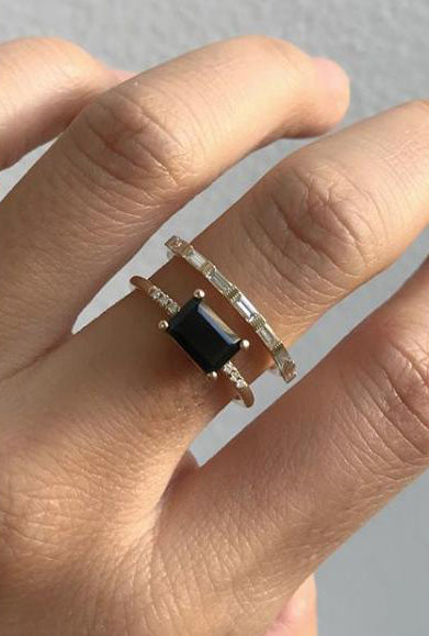 East West Onyx Equilibrium Ring