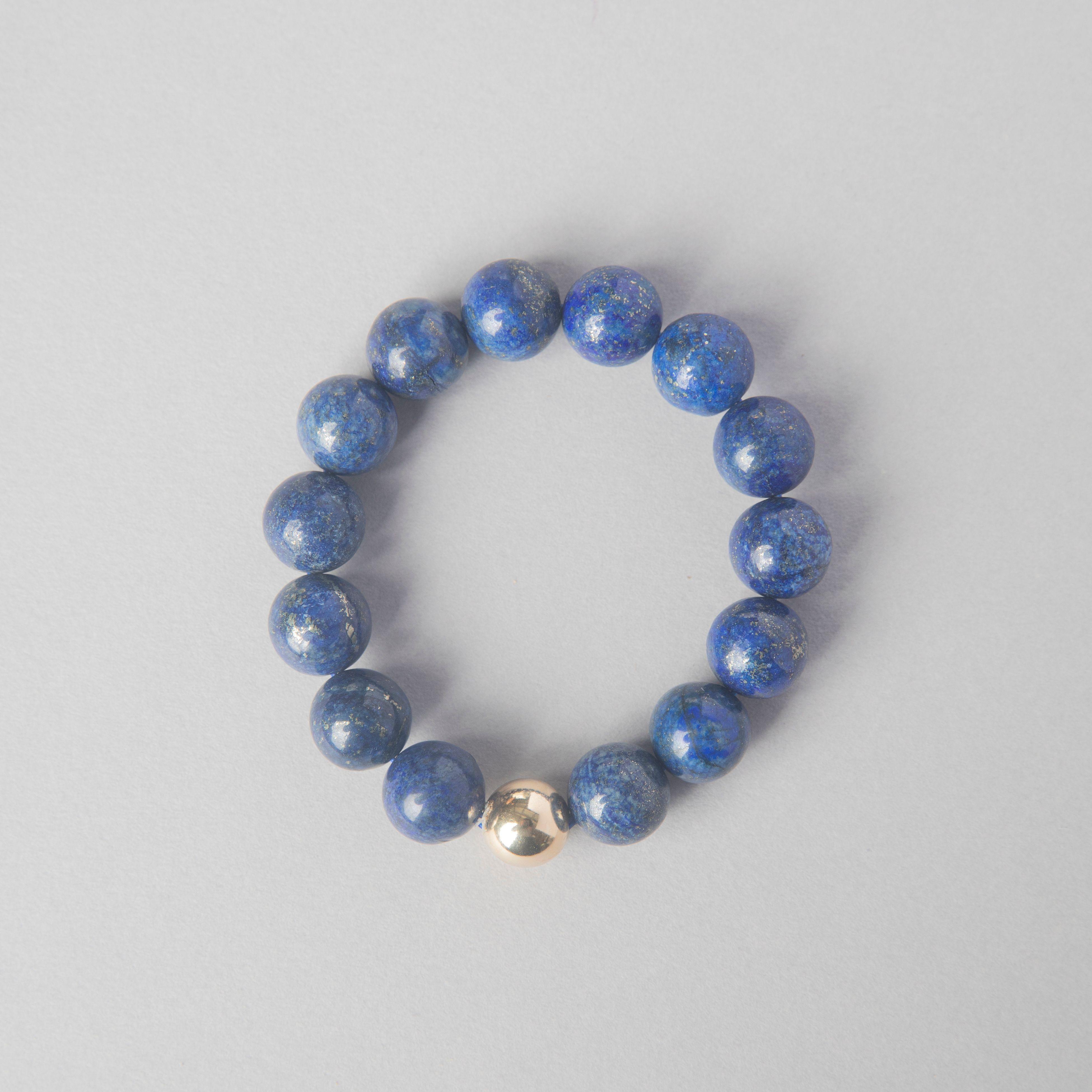 LAPIS + GOLD BEAD BRACELET