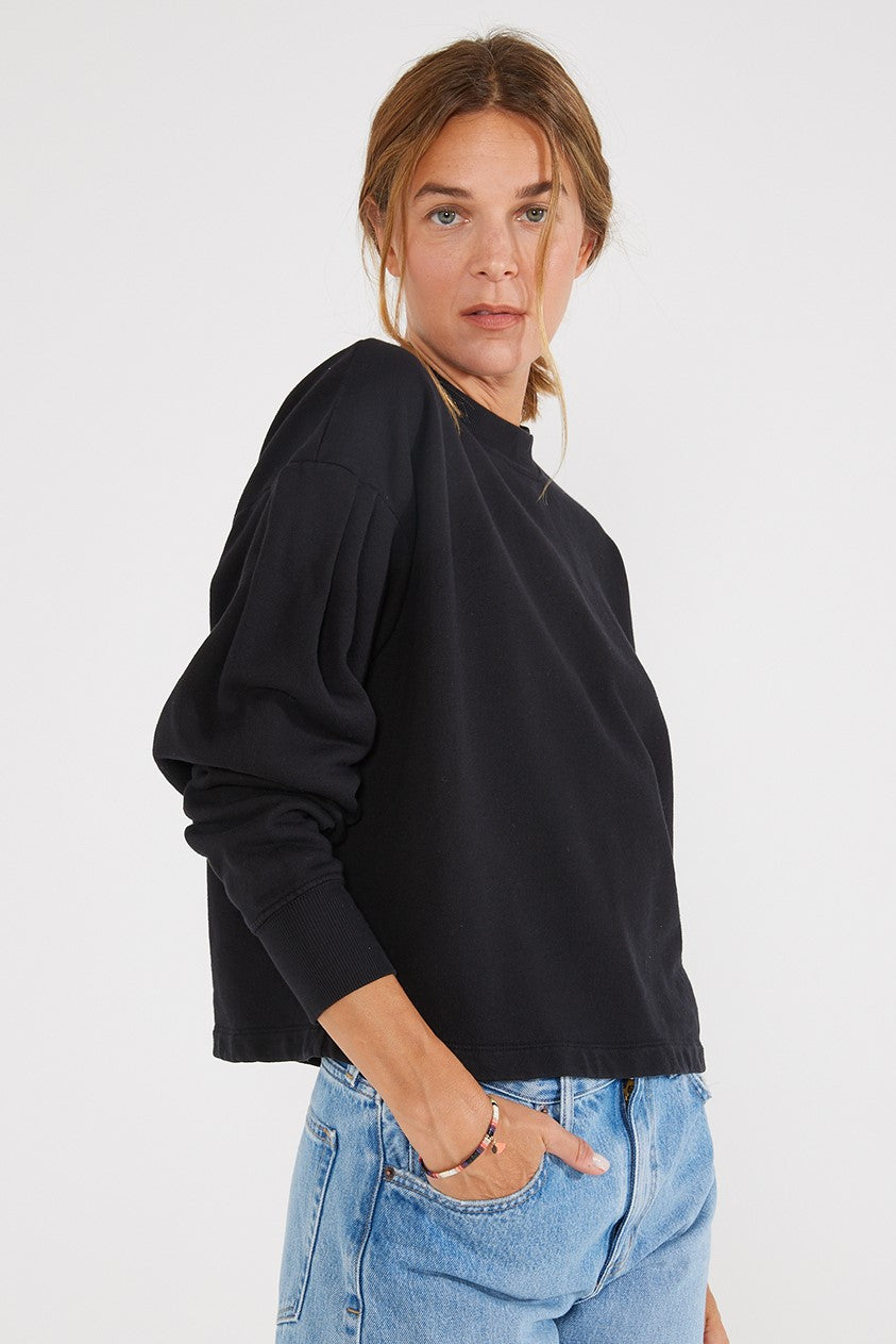 Jael Pleat Sleeve Sweatshirt - Black Beauty – AZALEA