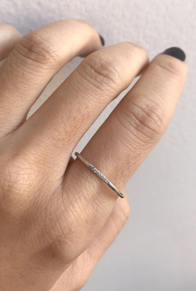 White Semi Pave Ring